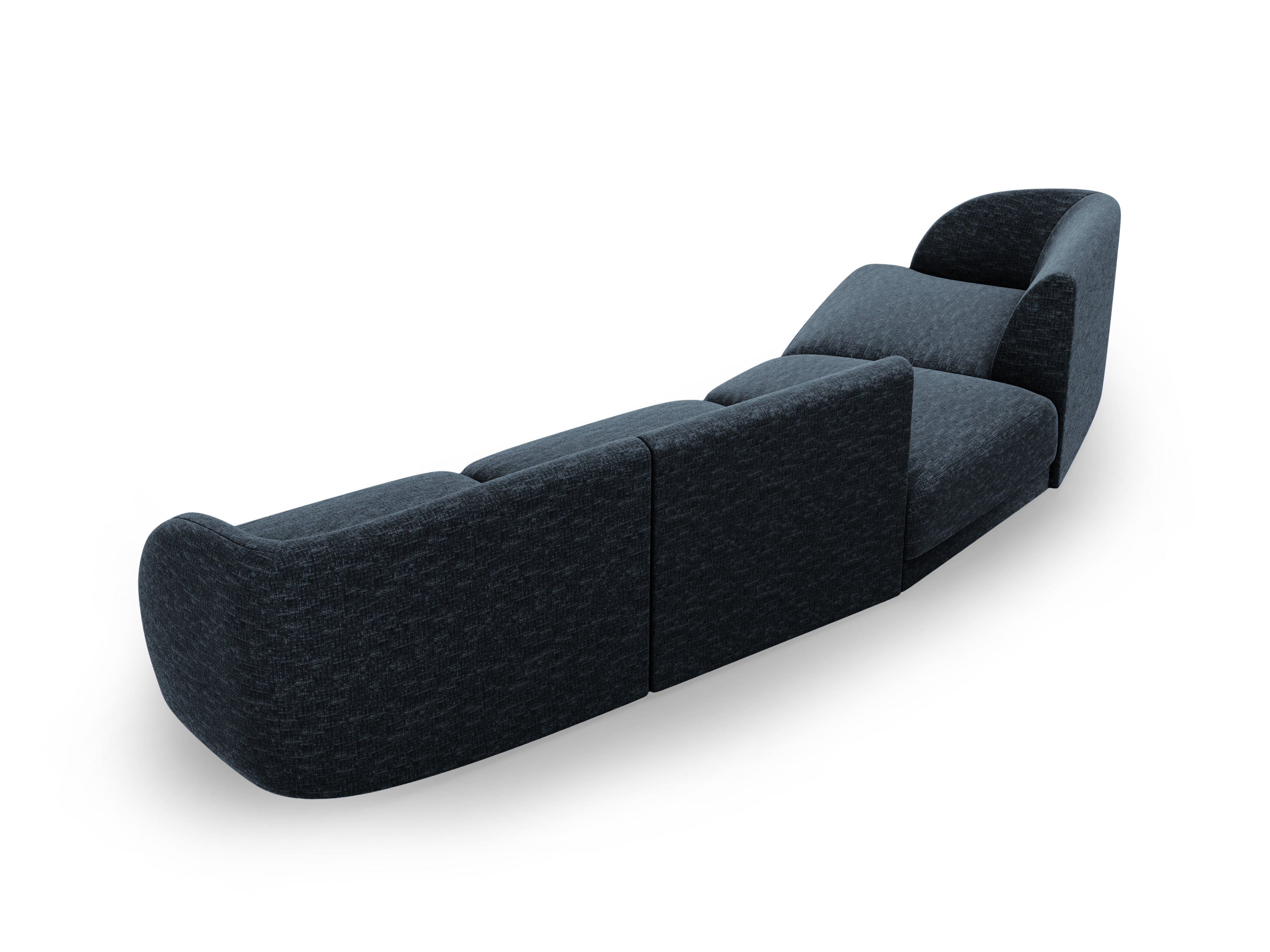 Left-facing modular sofa for 6 people MILEY royal blue silky chenille