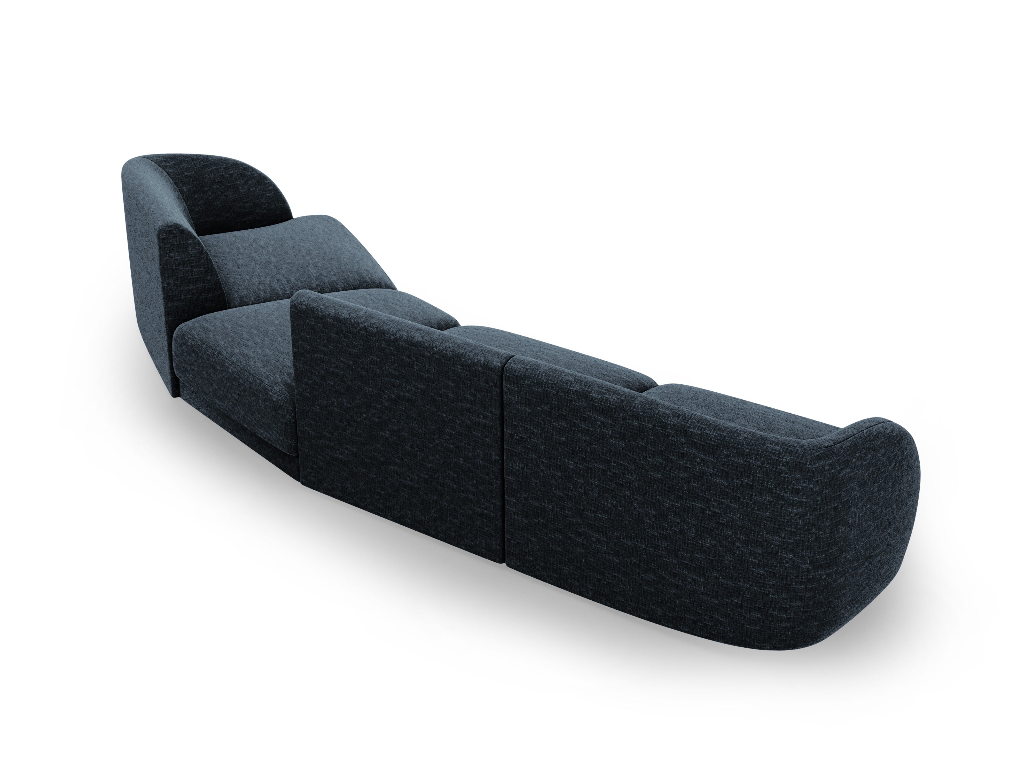 Right-facing modular sofa for 6 people MILEY royal blue silky chenille