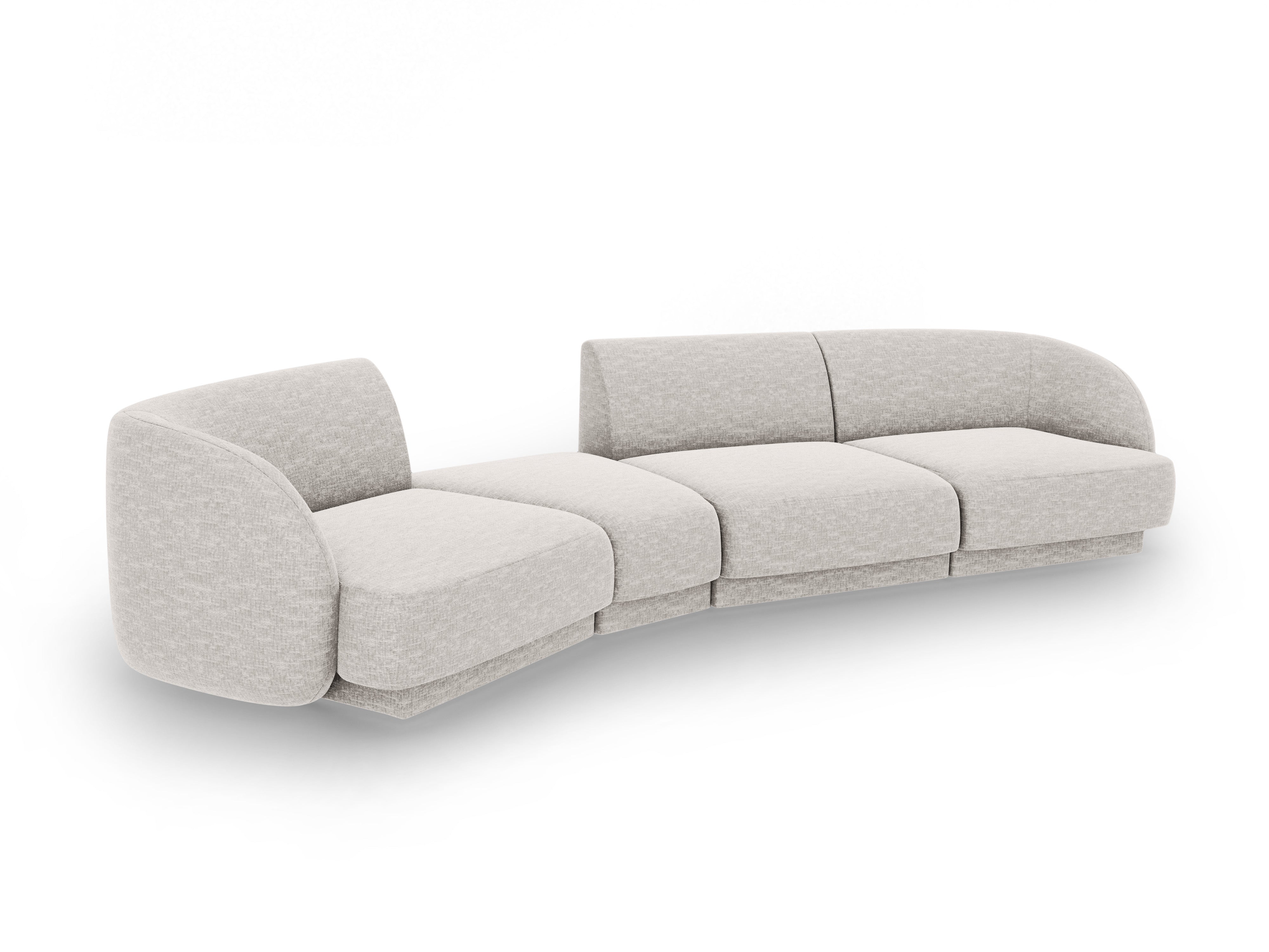 Left-facing modular sofa for 6 people MILEY light gray silky chenille