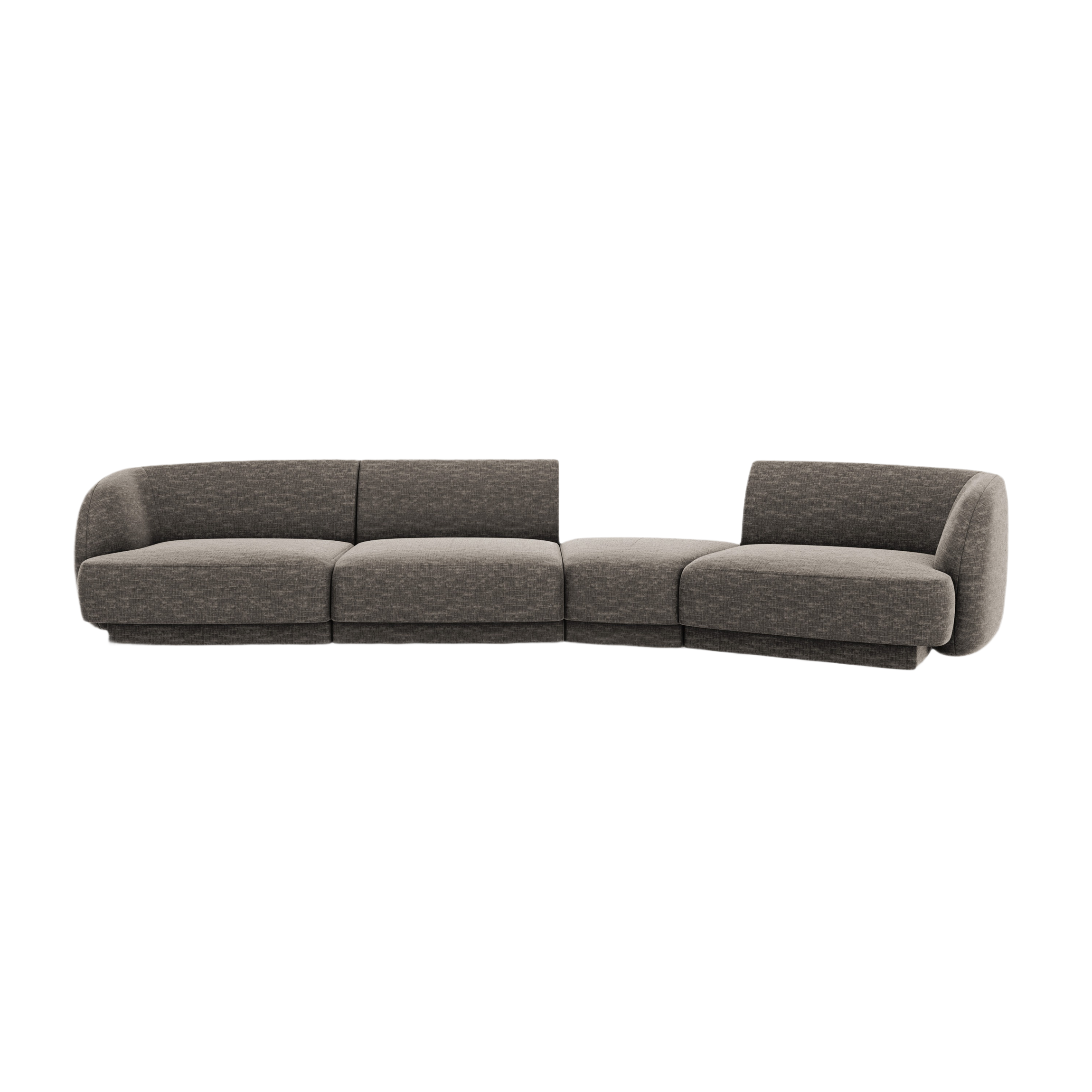 Right-facing modular sofa for 6 people MILEY in silky gray chenille