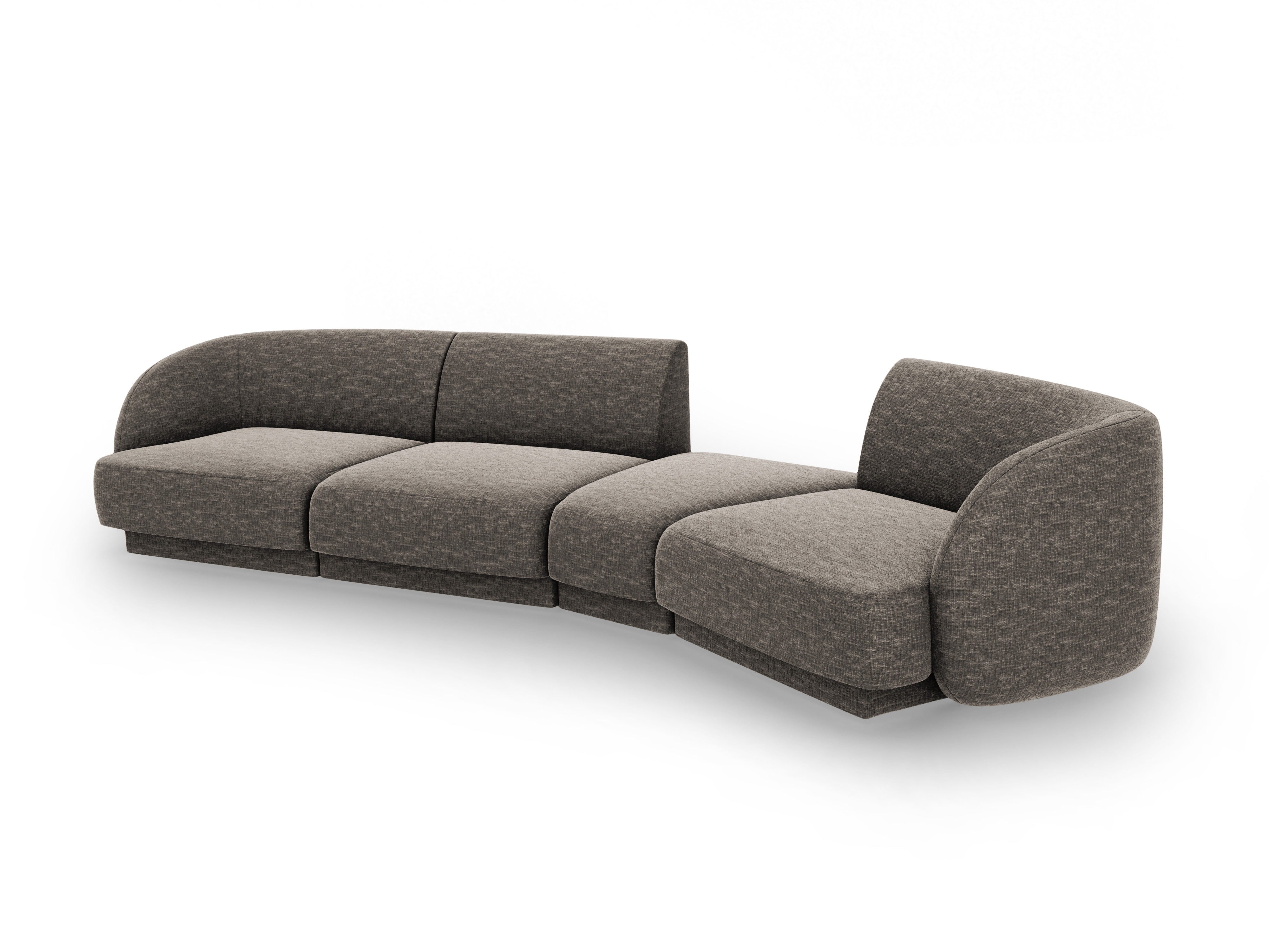 Right-facing modular sofa for 6 people MILEY in silky gray chenille