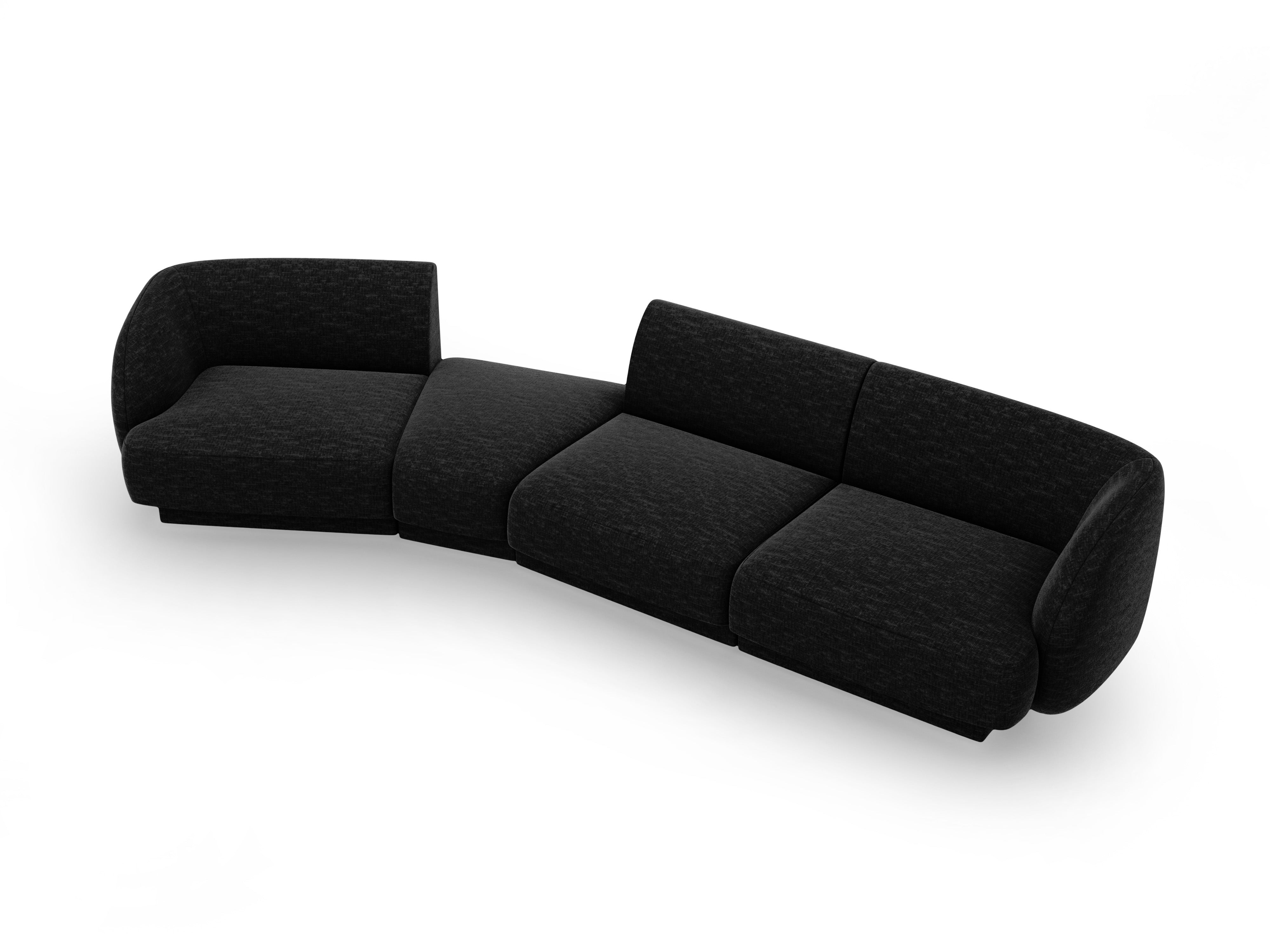 Modulares Sofa linksseitig für 6 Personen MILEY schwarzer schimmernder Chenille
