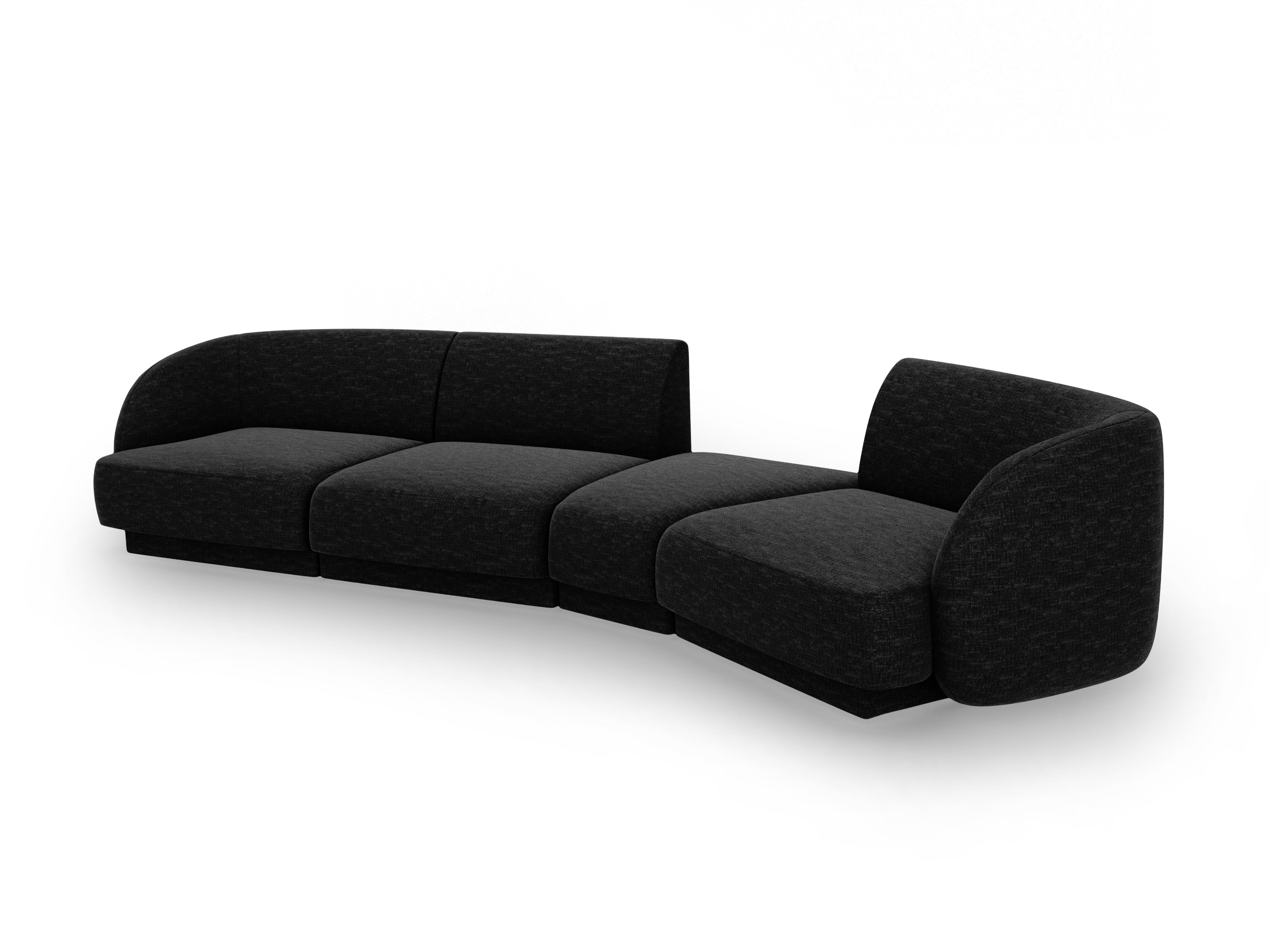 Right-facing modular sofa for 6 people MILEY black chenille
