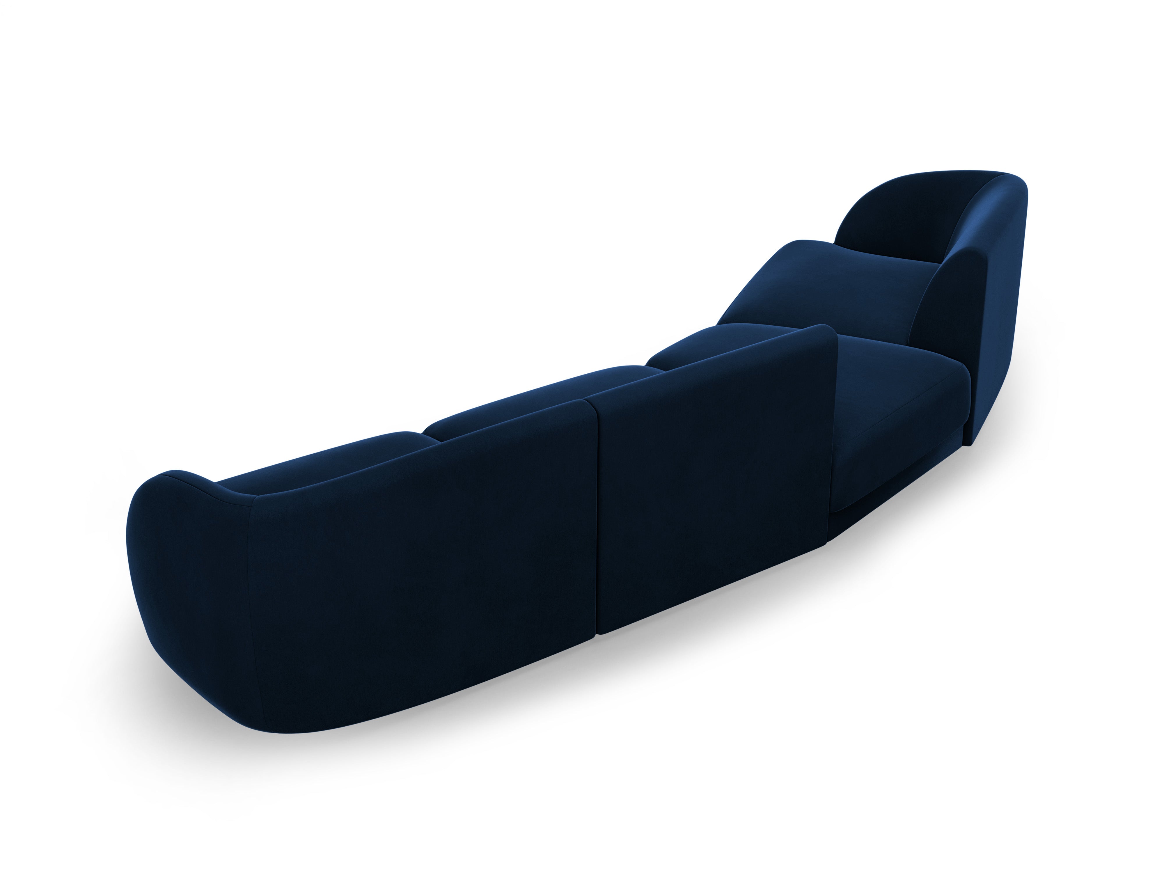 Left-facing modular velvet sofa for 6 people MILEY royal blue