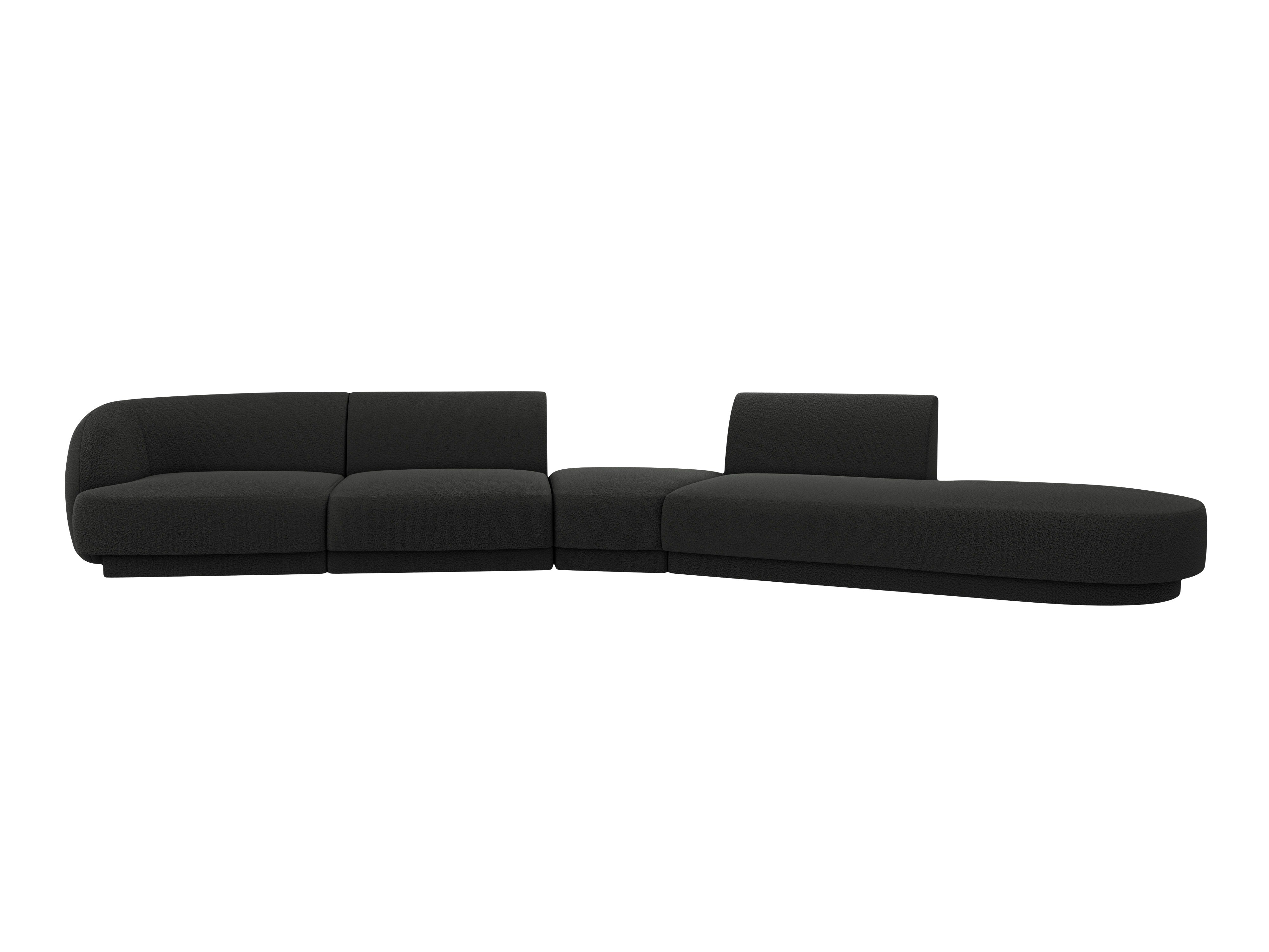 Modularer Ecksofa rechtsseitig für 7 Personen MILEY schwarz Boucle