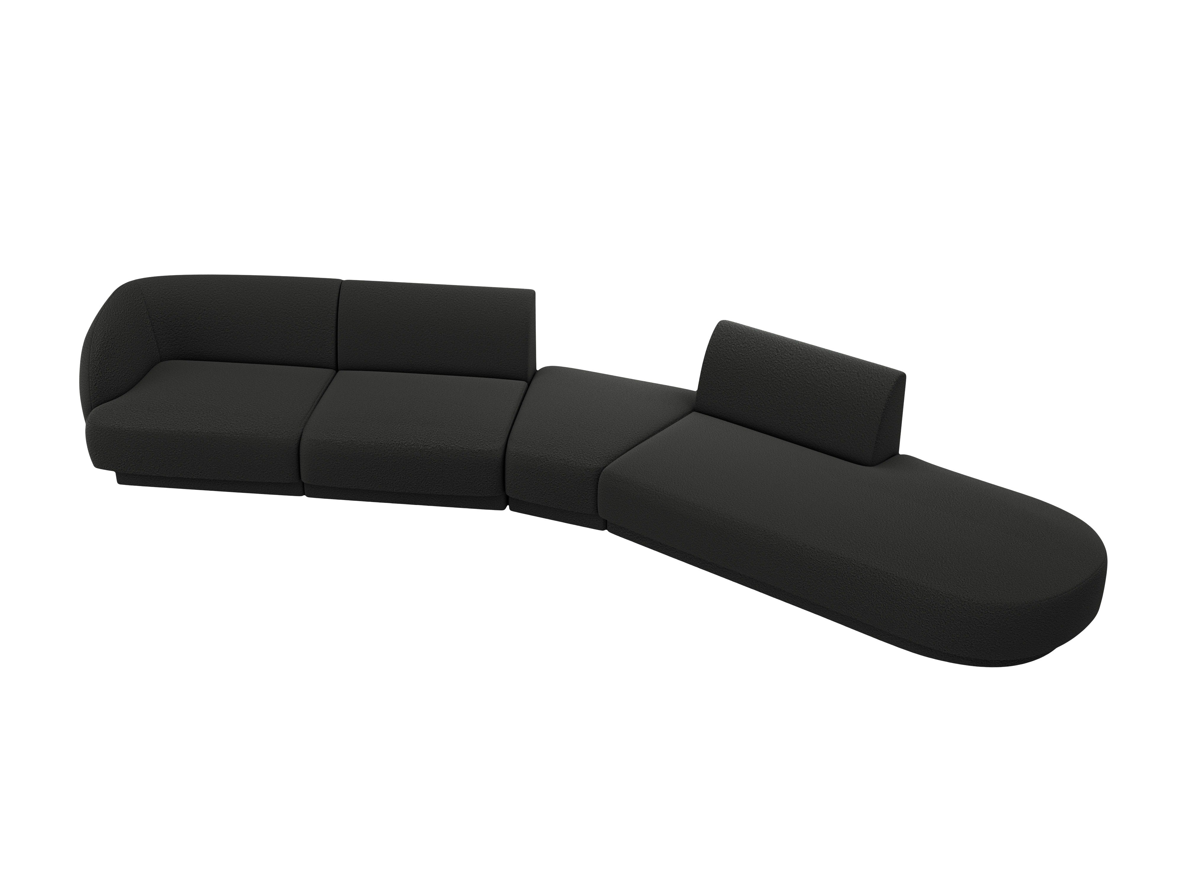 Modularer Ecksofa rechtsseitig für 7 Personen MILEY schwarz Boucle