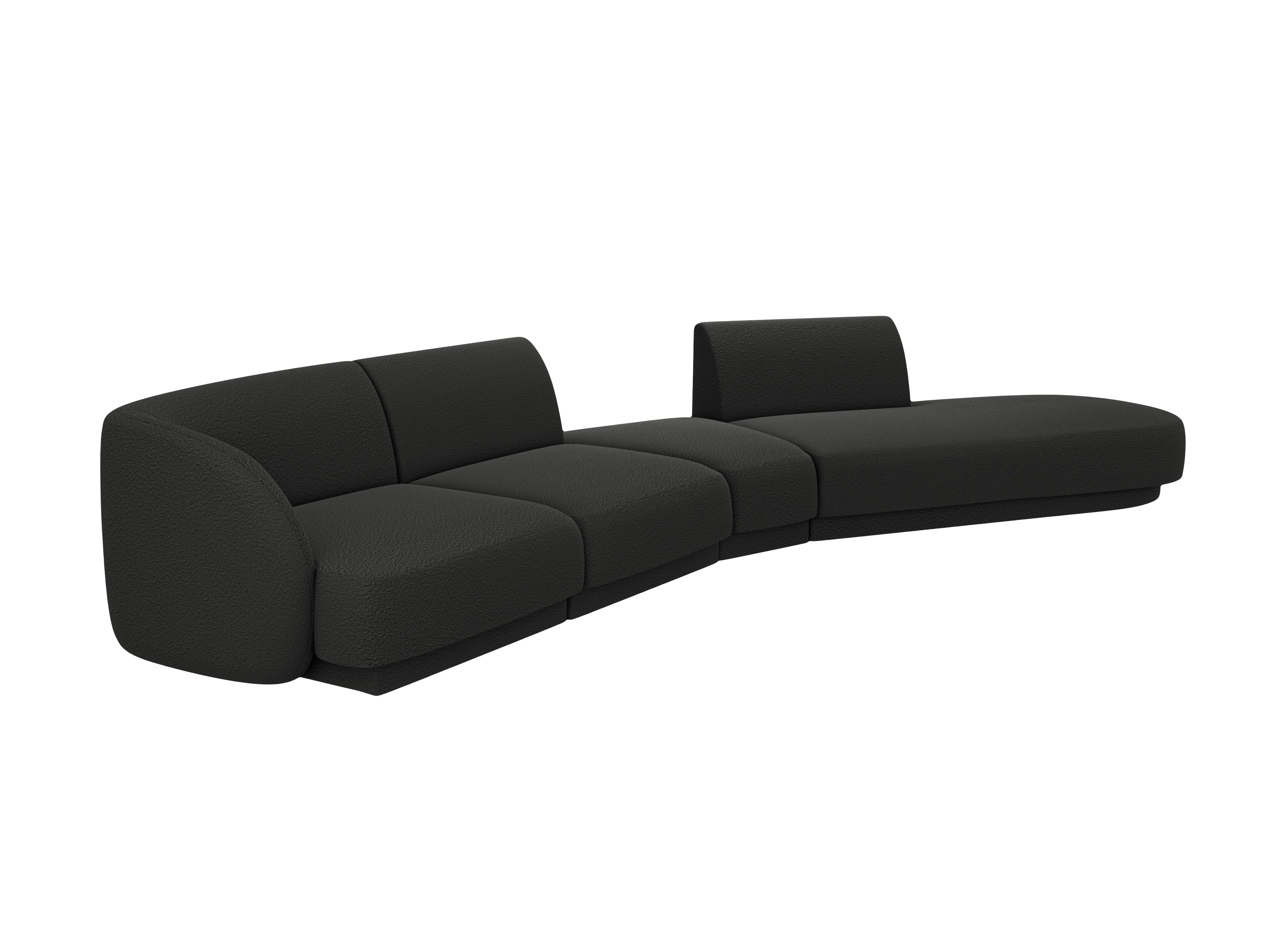 Modularer Ecksofa rechtsseitig für 7 Personen MILEY schwarz Boucle