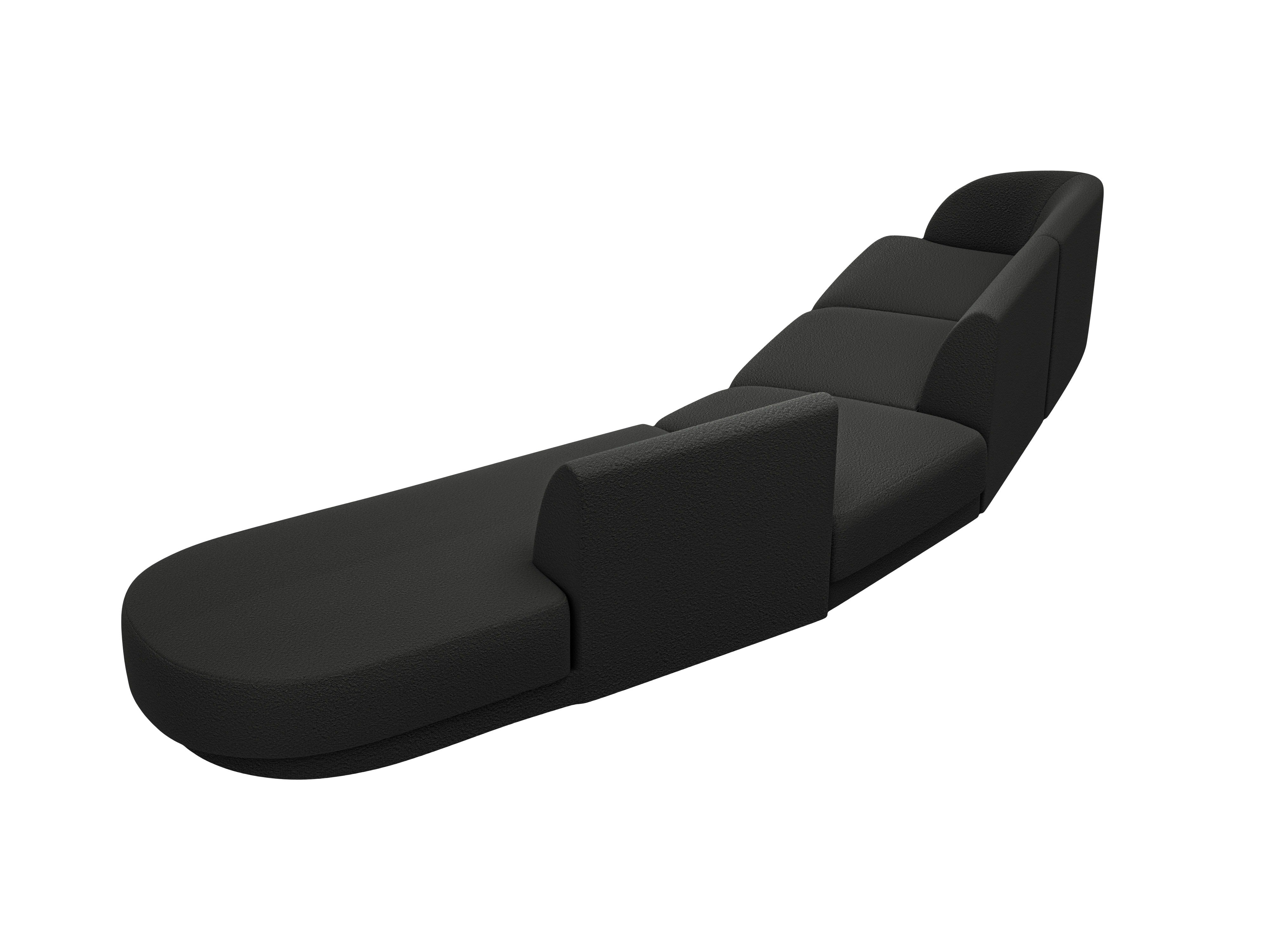Modularer Ecksofa rechtsseitig für 7 Personen MILEY schwarz Boucle