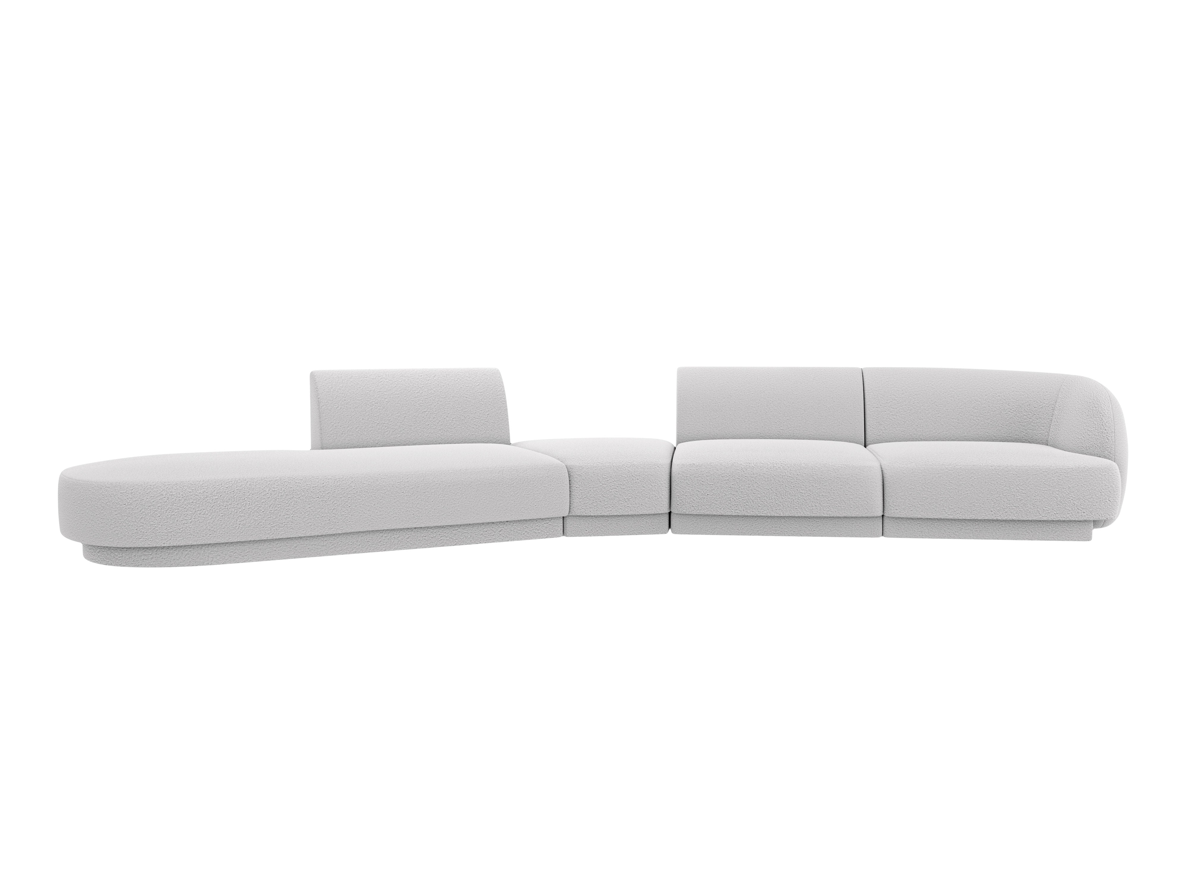 Modulares Ecksofa linksseitig für 7 Personen MILEY hellgrau Boucle