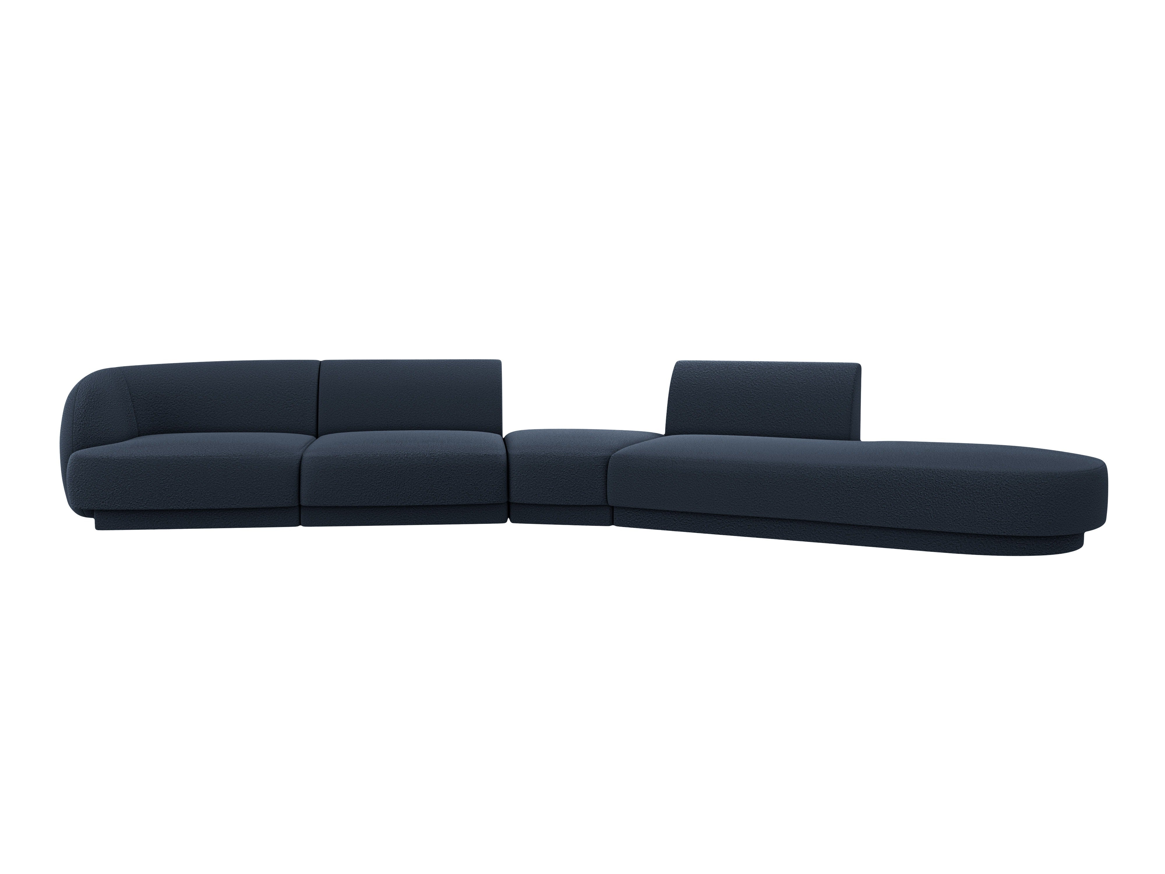 Modularer Ecksofa rechtsseitig 7-sitzig MILEY dunkelblau Boucle
