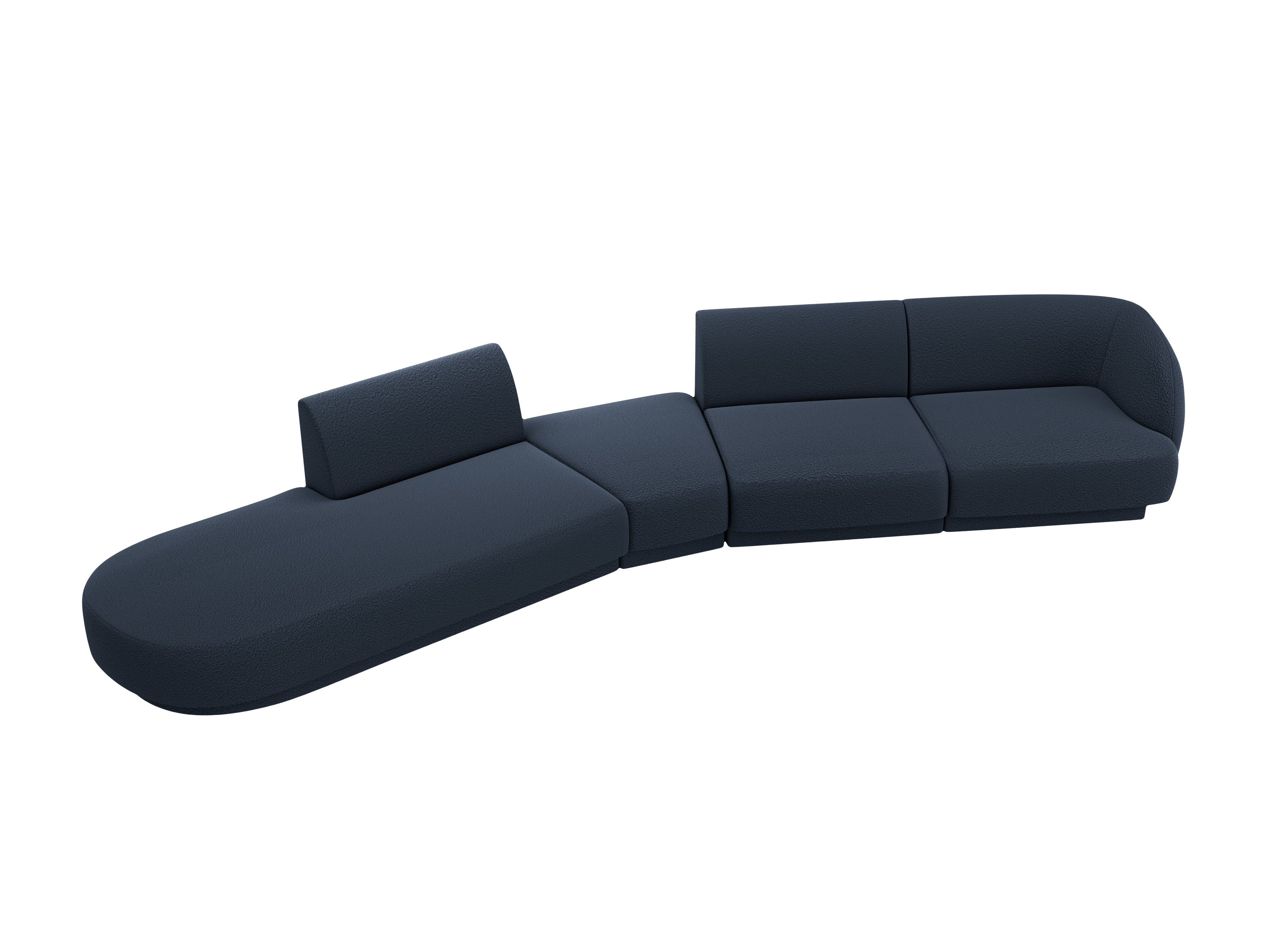 Left-facing modular corner sofa for 7 people MILEY dark blue boucle