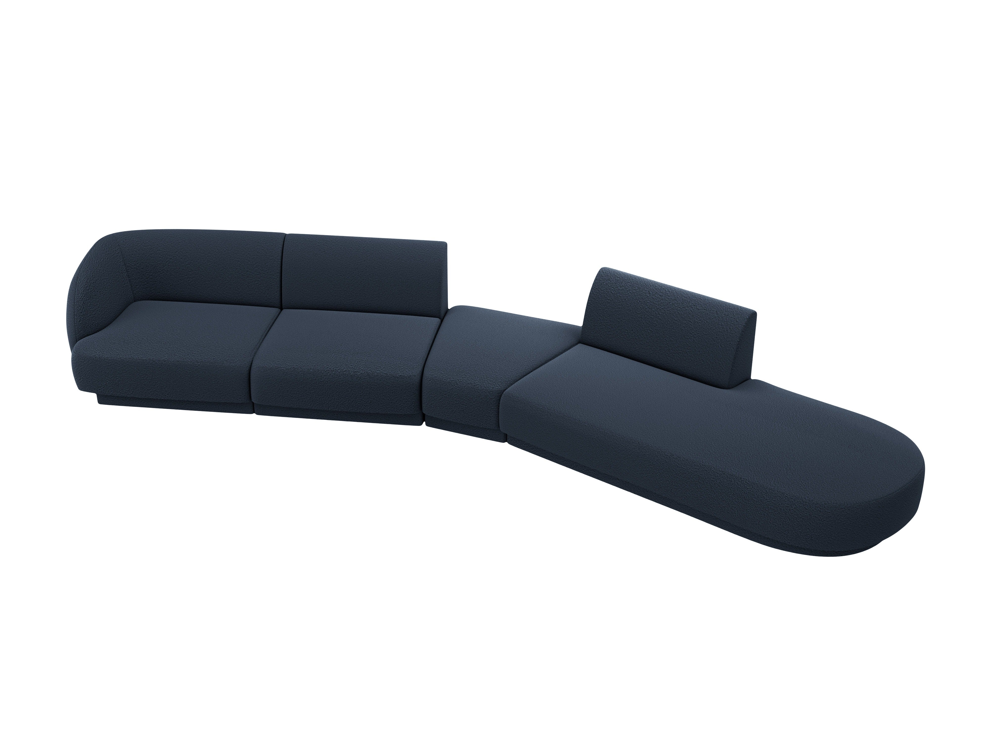 Modularer Ecksofa rechtsseitig 7-sitzig MILEY dunkelblau Boucle