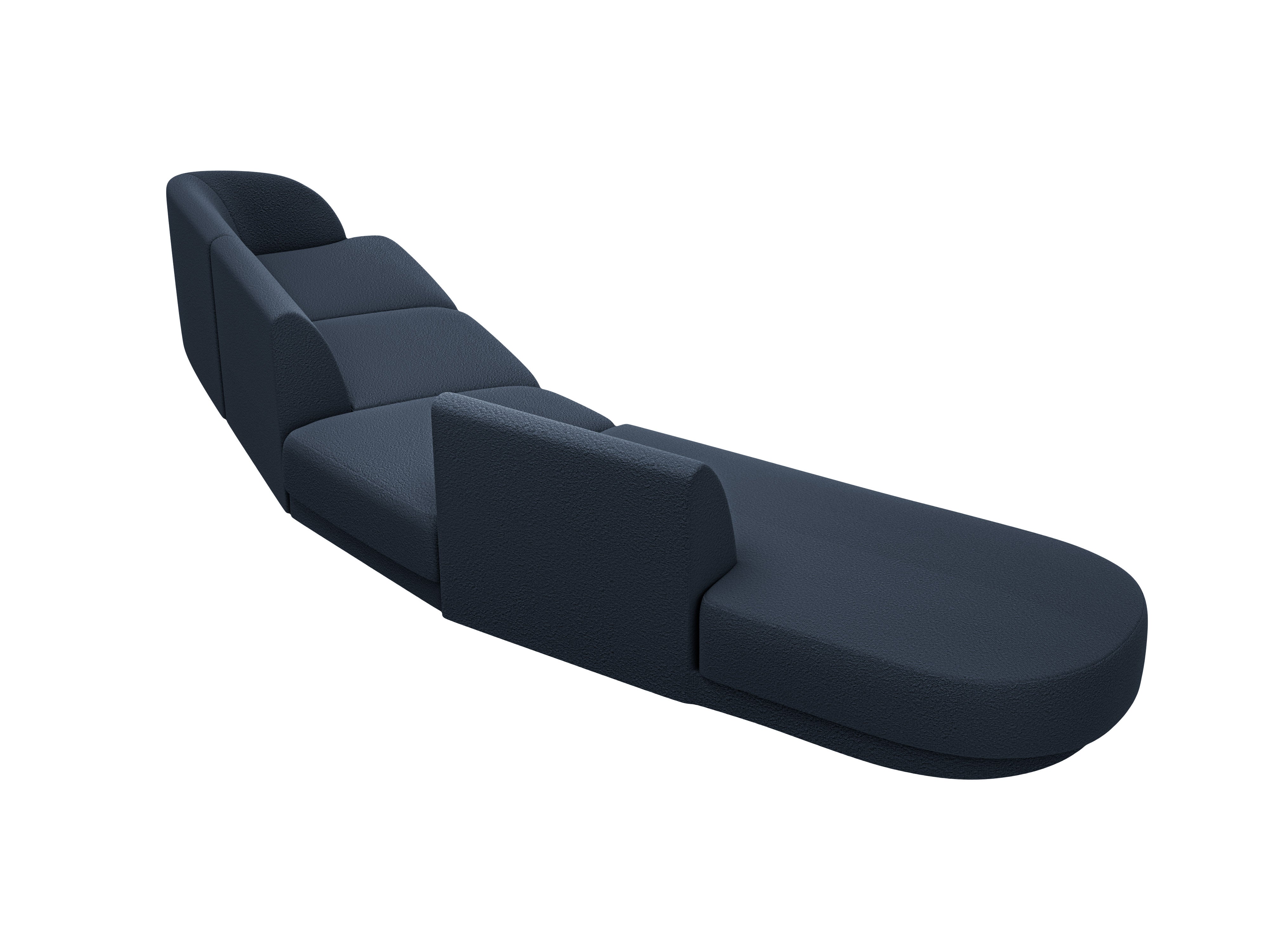 Left-facing modular corner sofa for 7 people MILEY dark blue boucle