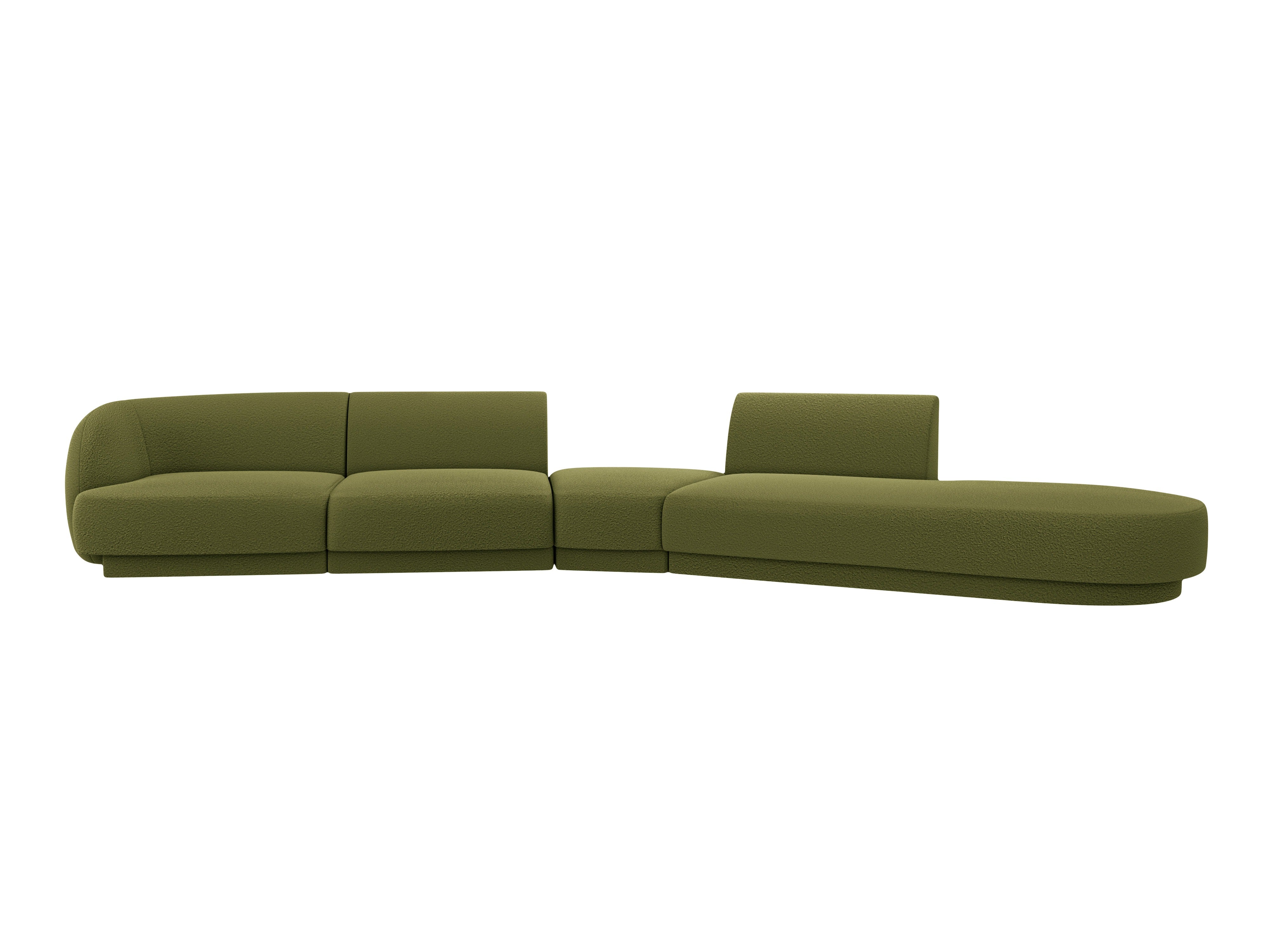 Modularer Ecksofa rechtsseitig für 7 Personen MILEY grün Boucle