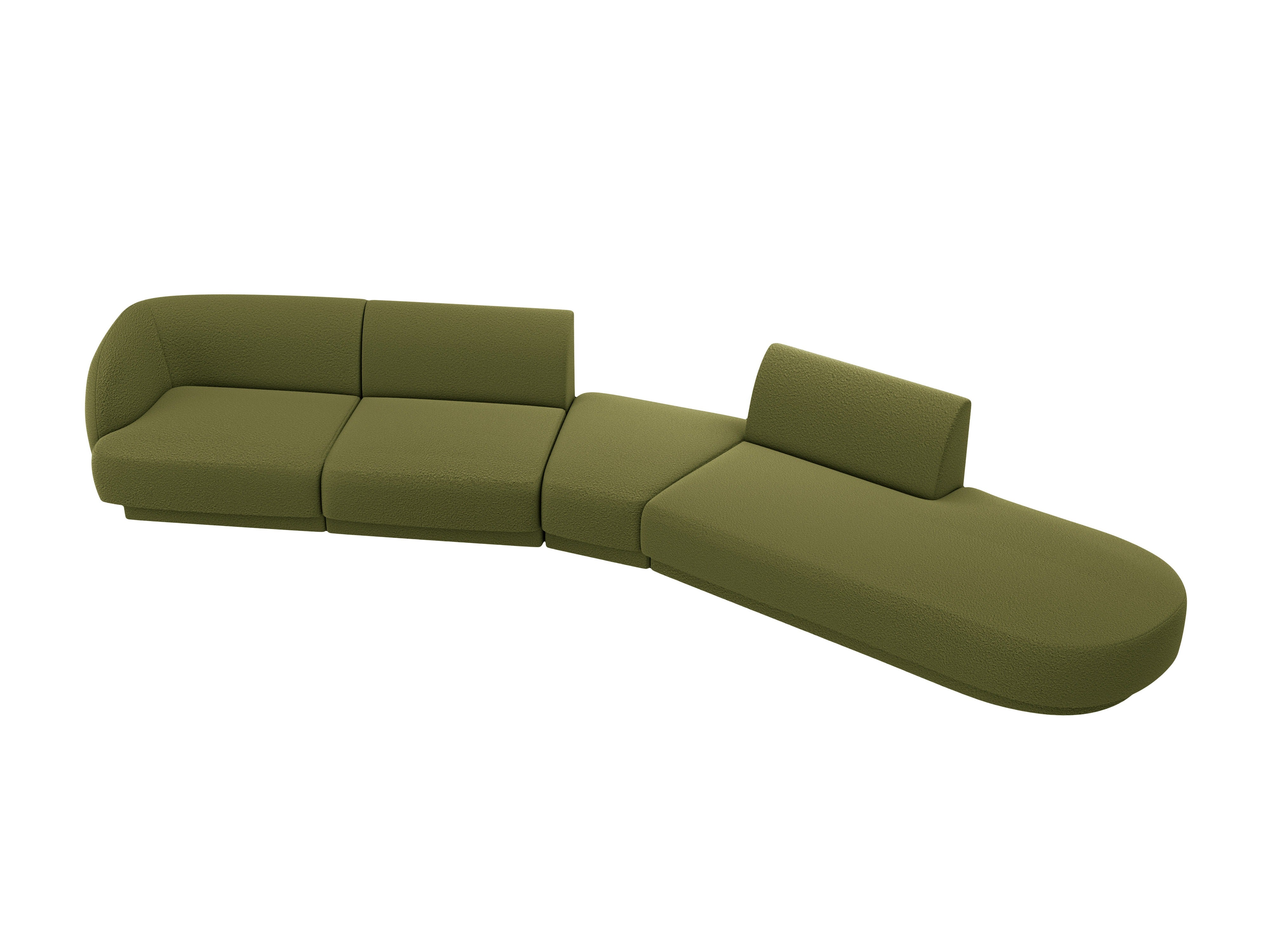 Modularer Ecksofa rechtsseitig für 7 Personen MILEY grün Boucle