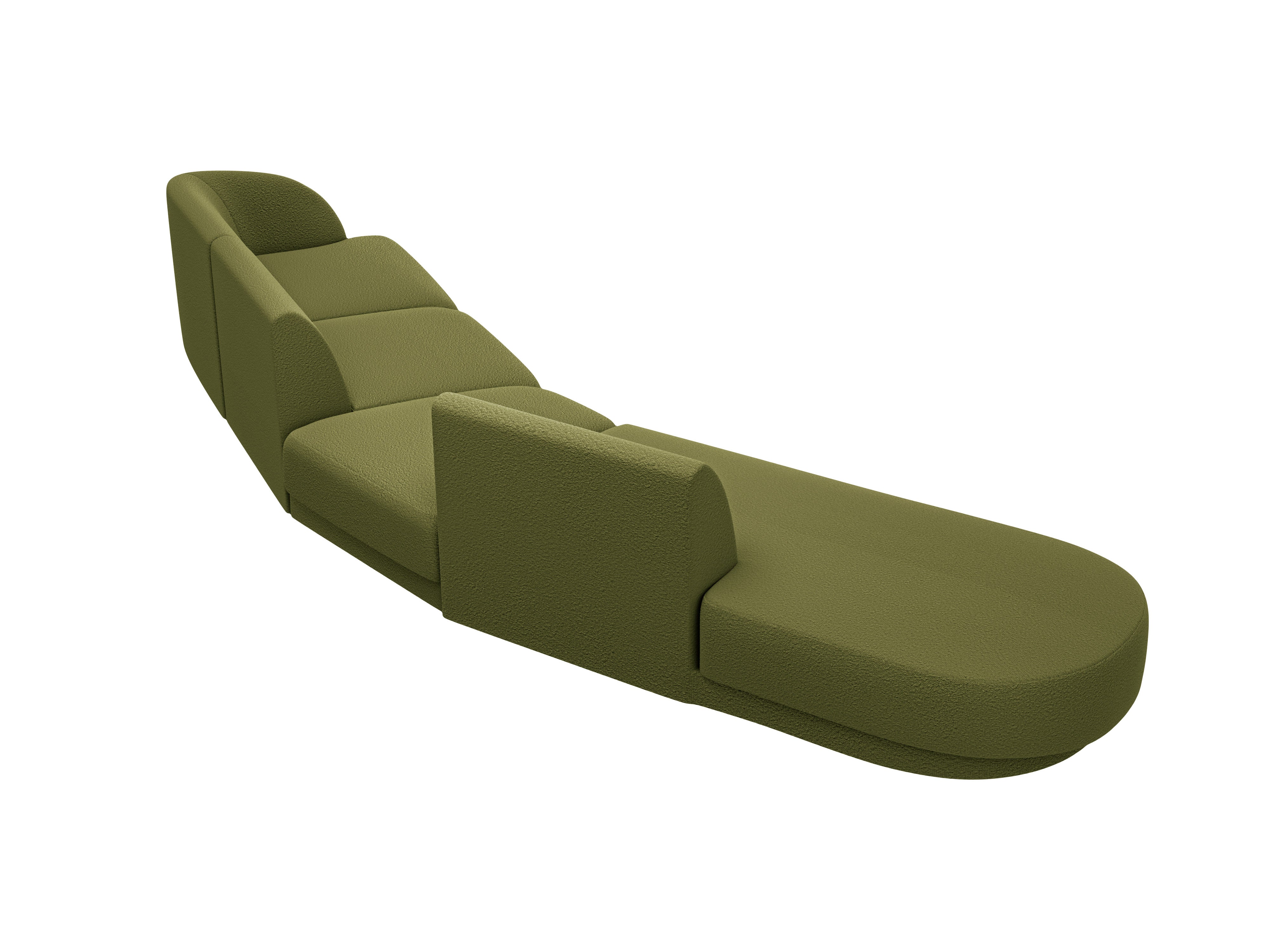 Left-facing modular corner sofa for 7 people MILEY green boucle