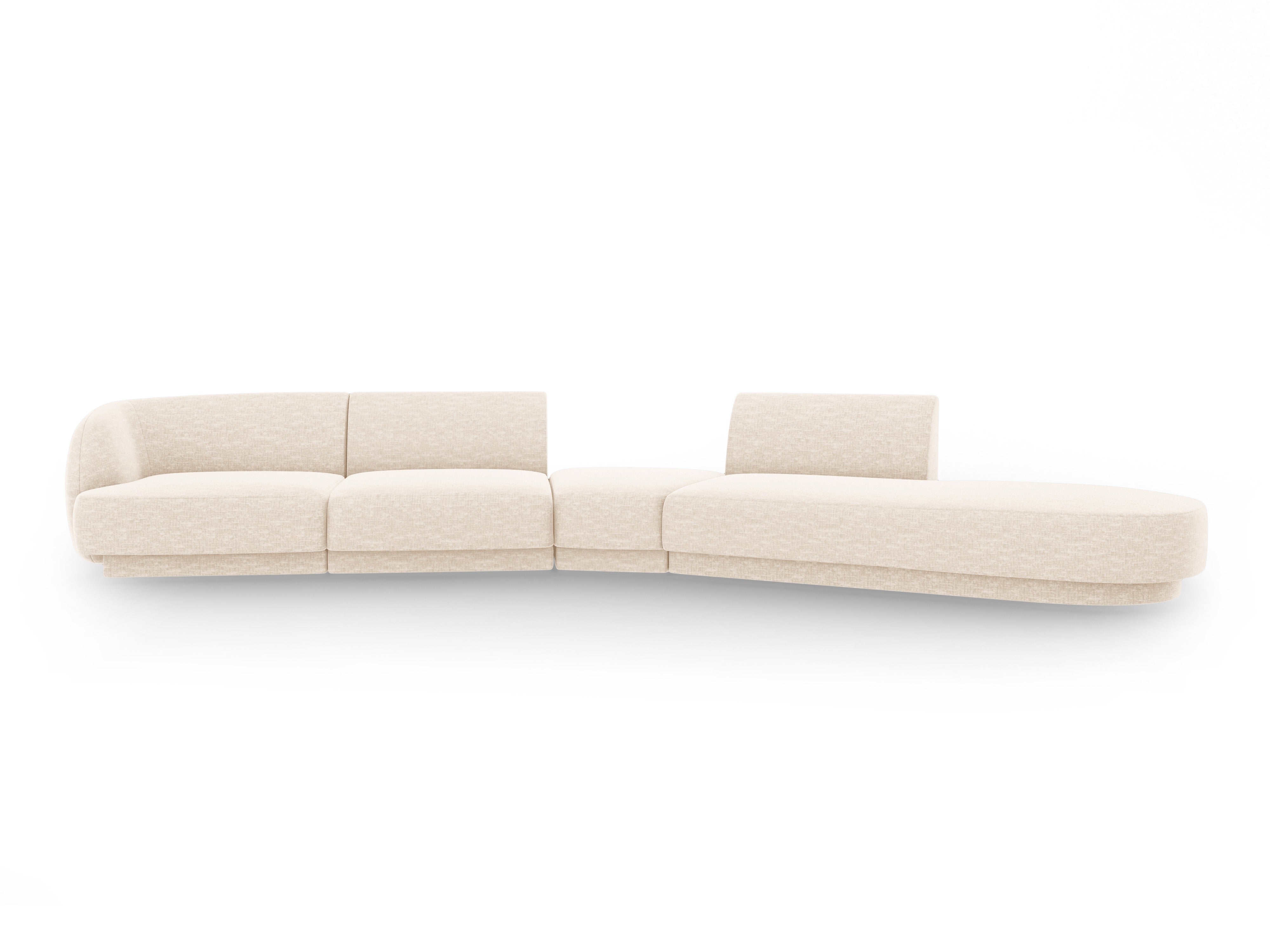 Modulares Ecksofa rechtsseitig für 7 Personen MILEY hellbeige samtseidig
