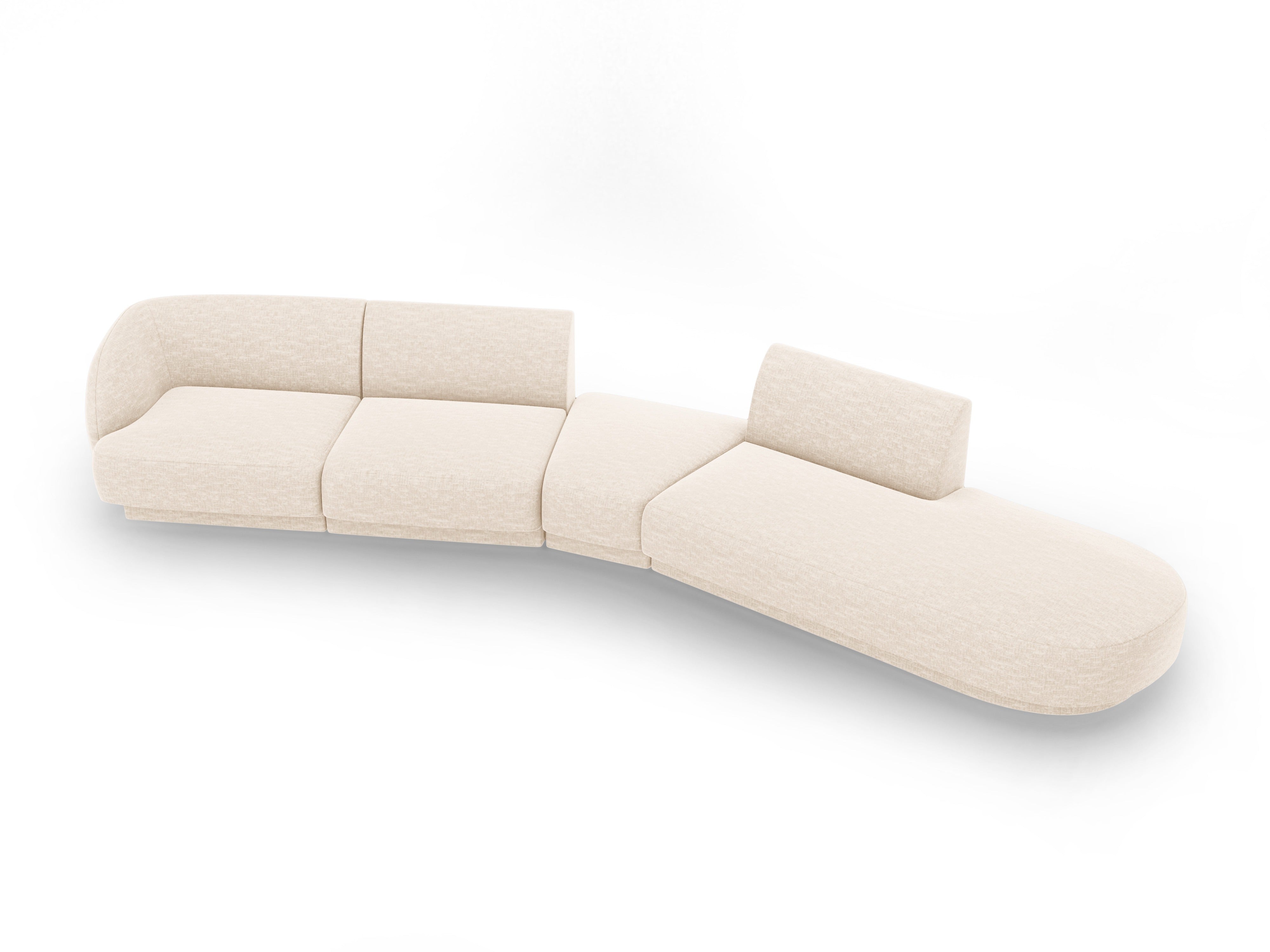 Modulares Ecksofa rechtsseitig für 7 Personen MILEY hellbeige samtseidig