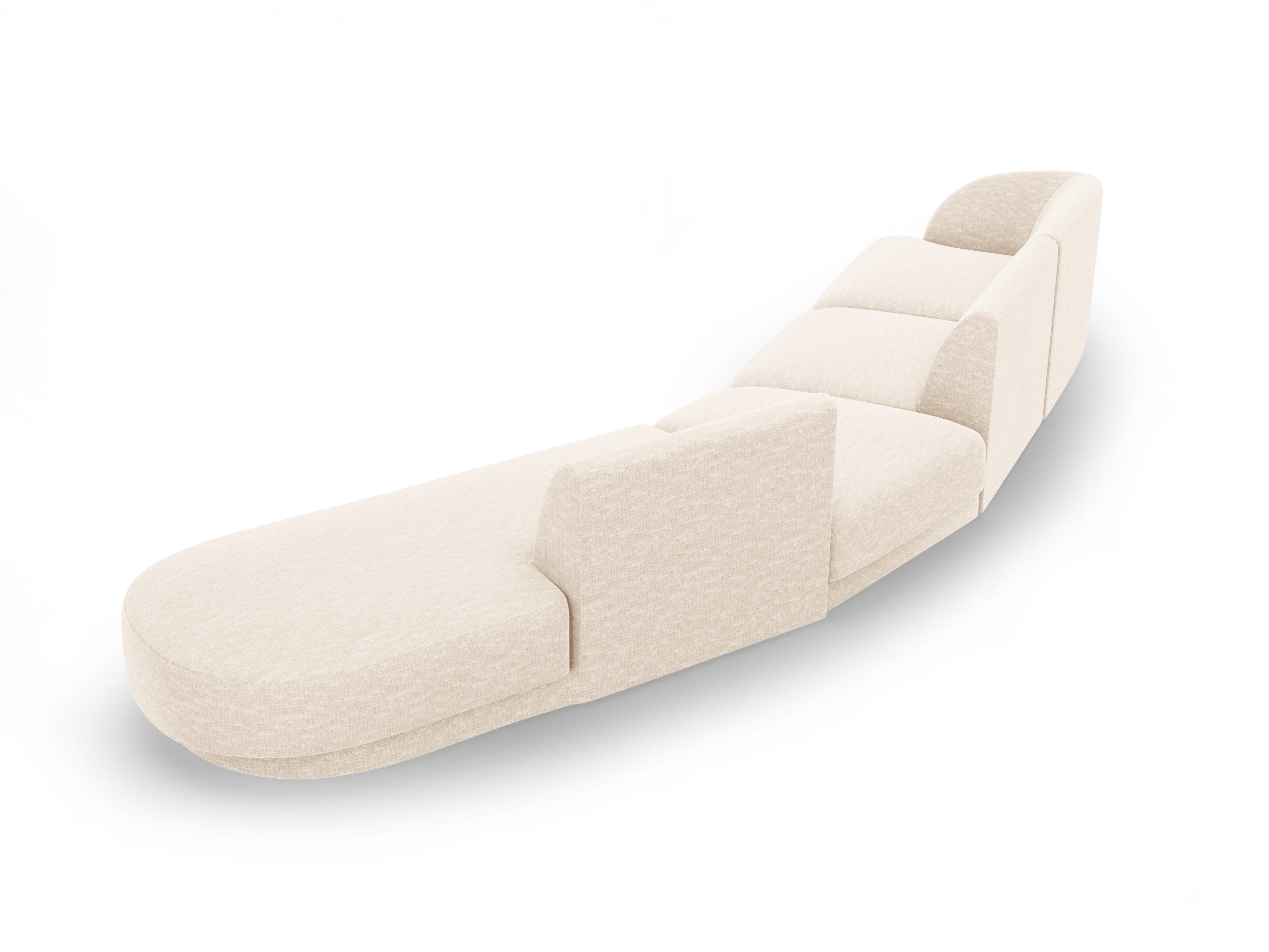 Modulares Ecksofa rechtsseitig für 7 Personen MILEY hellbeige samtseidig