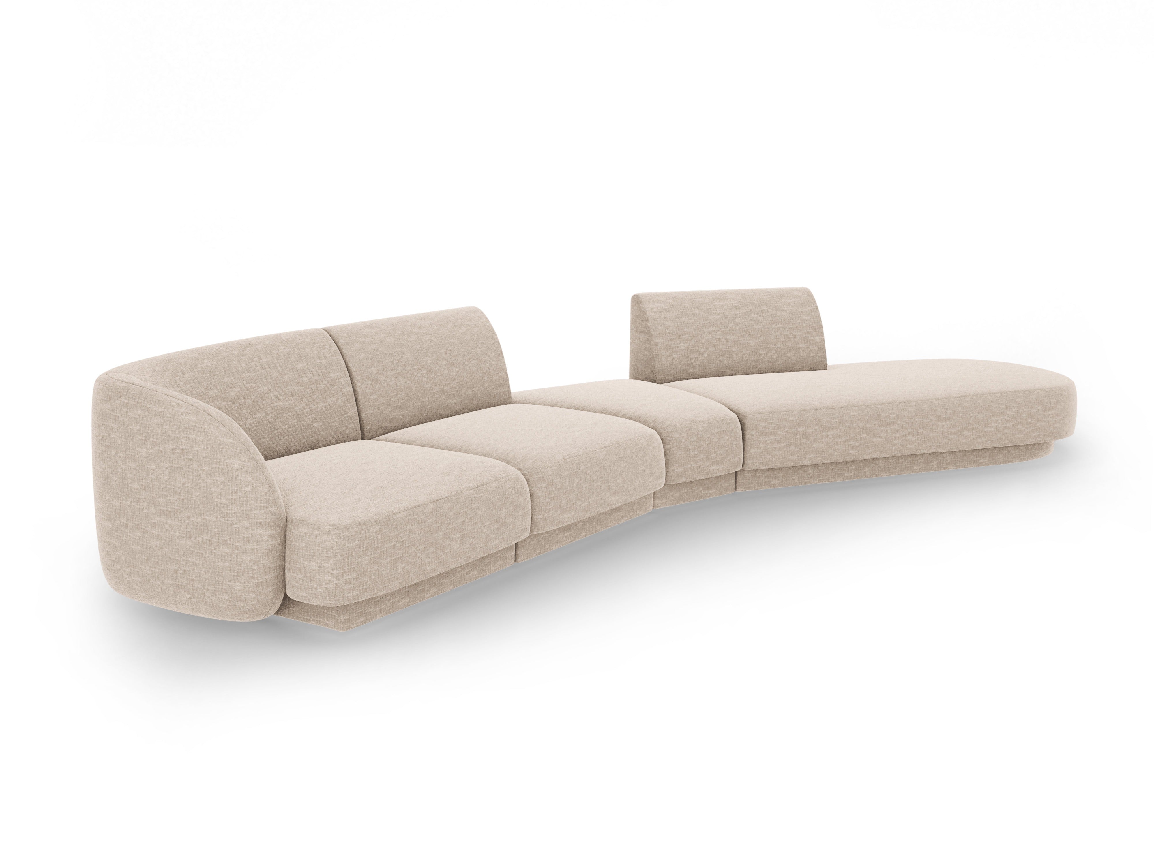 Modularer Ecksofa rechtsseitig 7-sitzig MILEY beige schimmernder Chenille