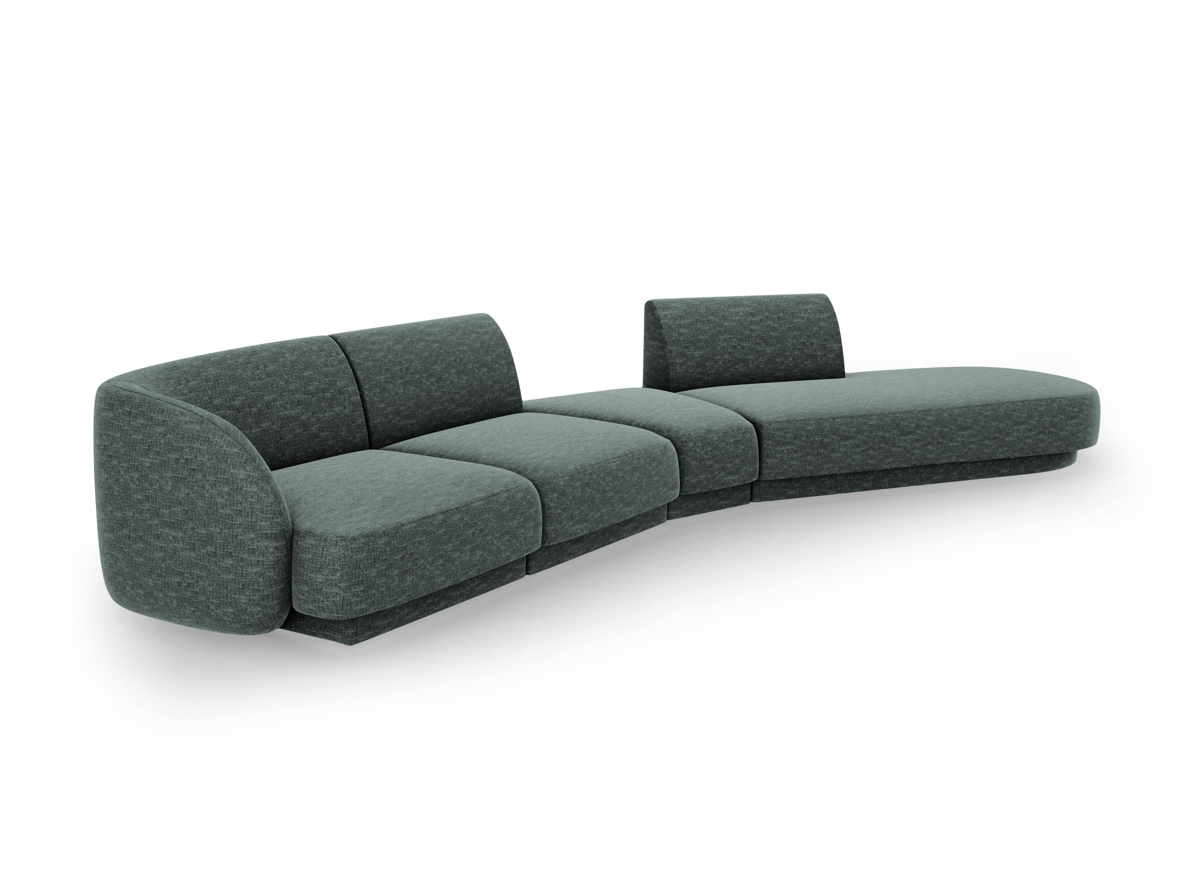 Modulares Ecksofa rechtsseitig für 7 Personen MILEY petrolblau samtig