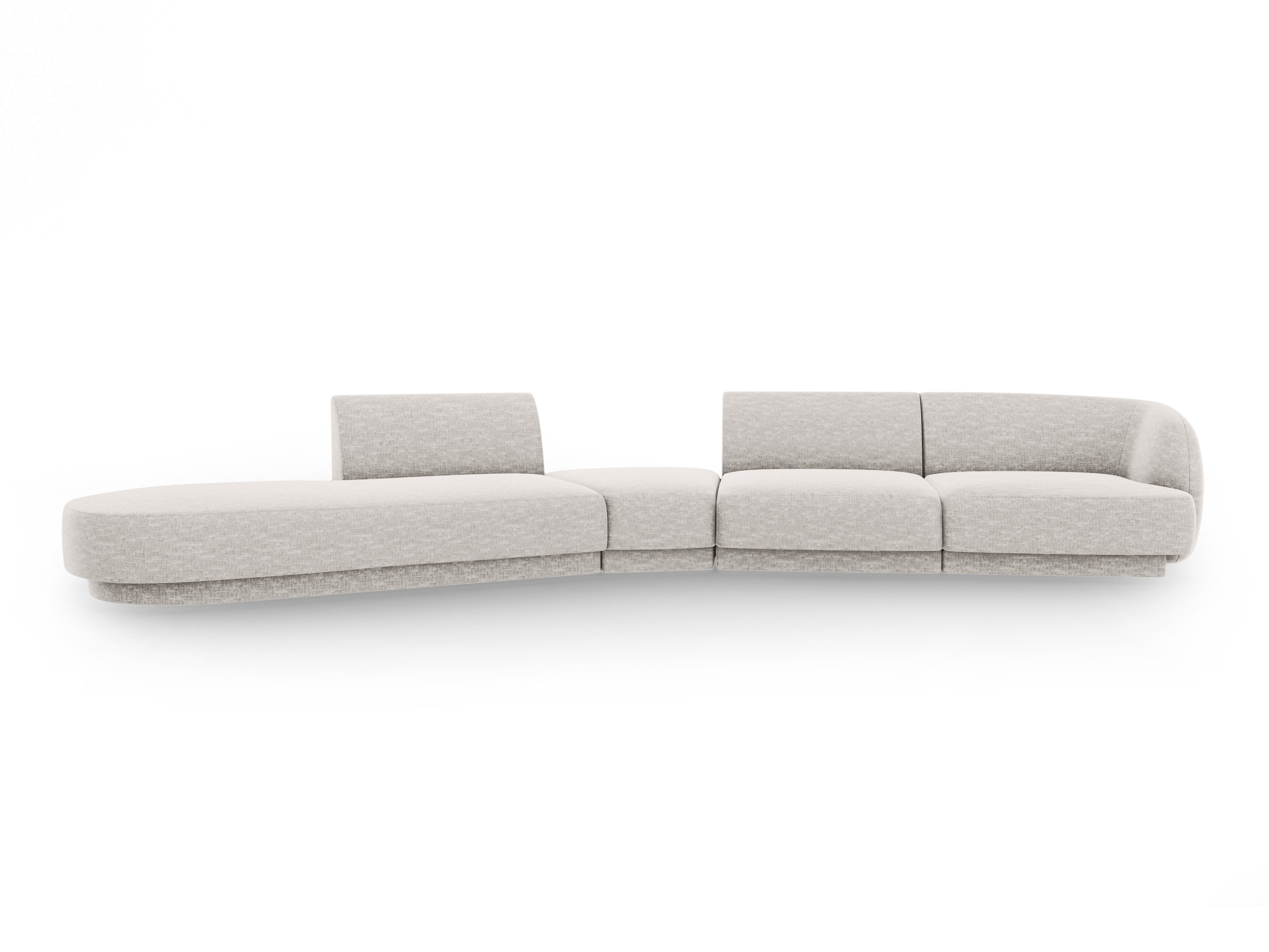 Left-facing modular corner sofa for 7 people MILEY light gray silky chenille