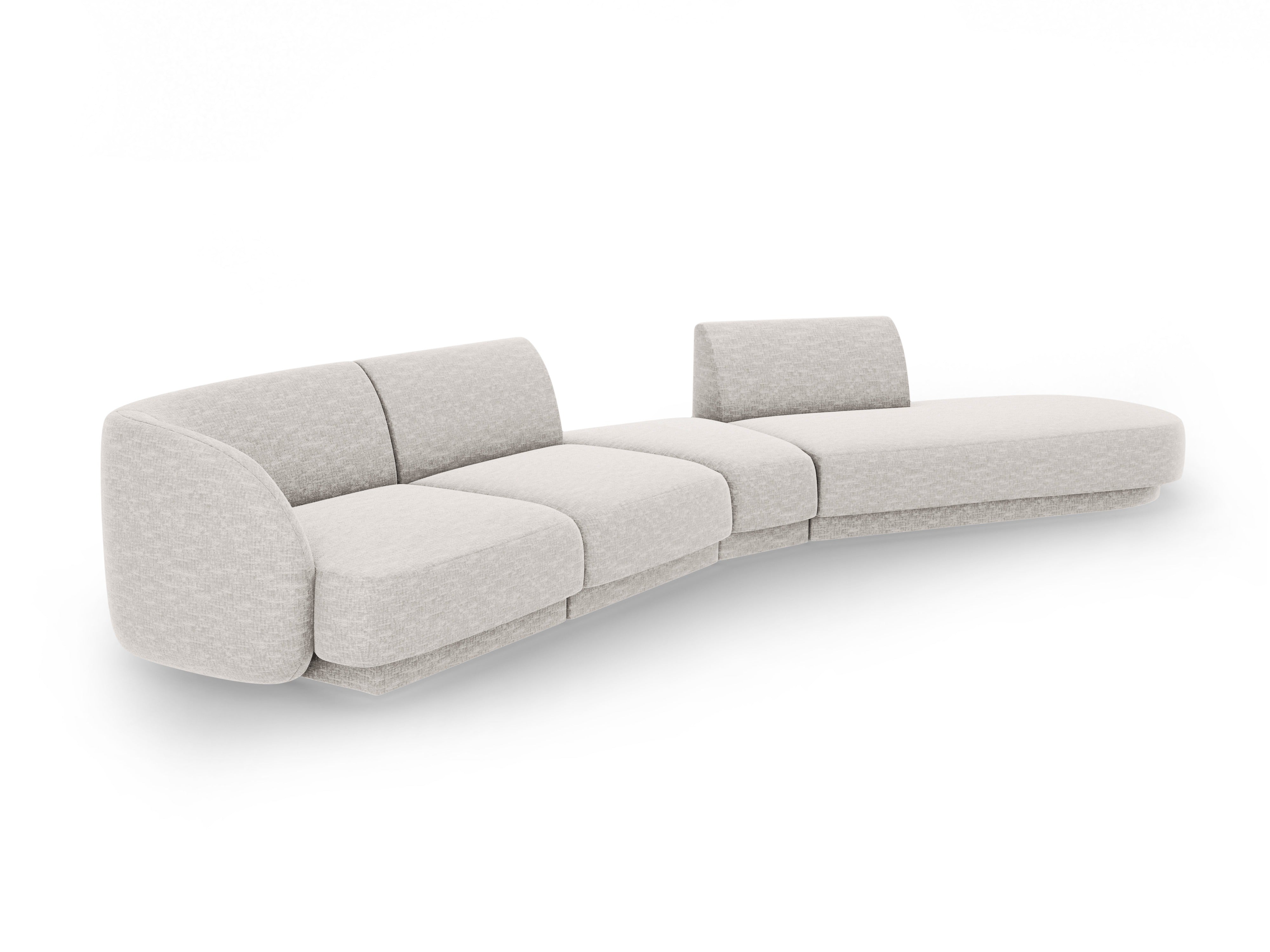 Modulares Ecksofa rechtsseitig für 7 Personen MILEY hellgrau samtig