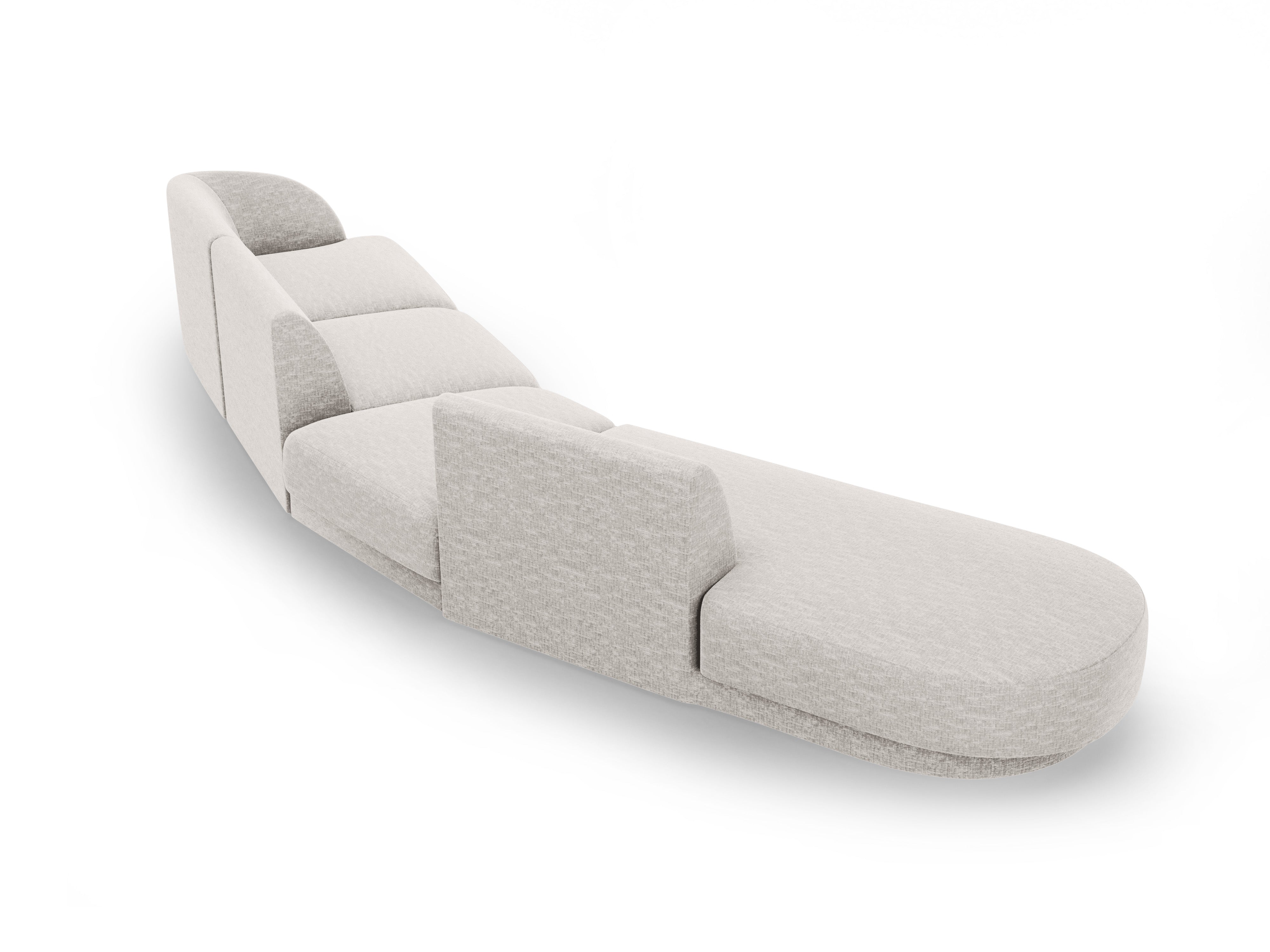 Left-facing modular corner sofa for 7 people MILEY light gray silky chenille
