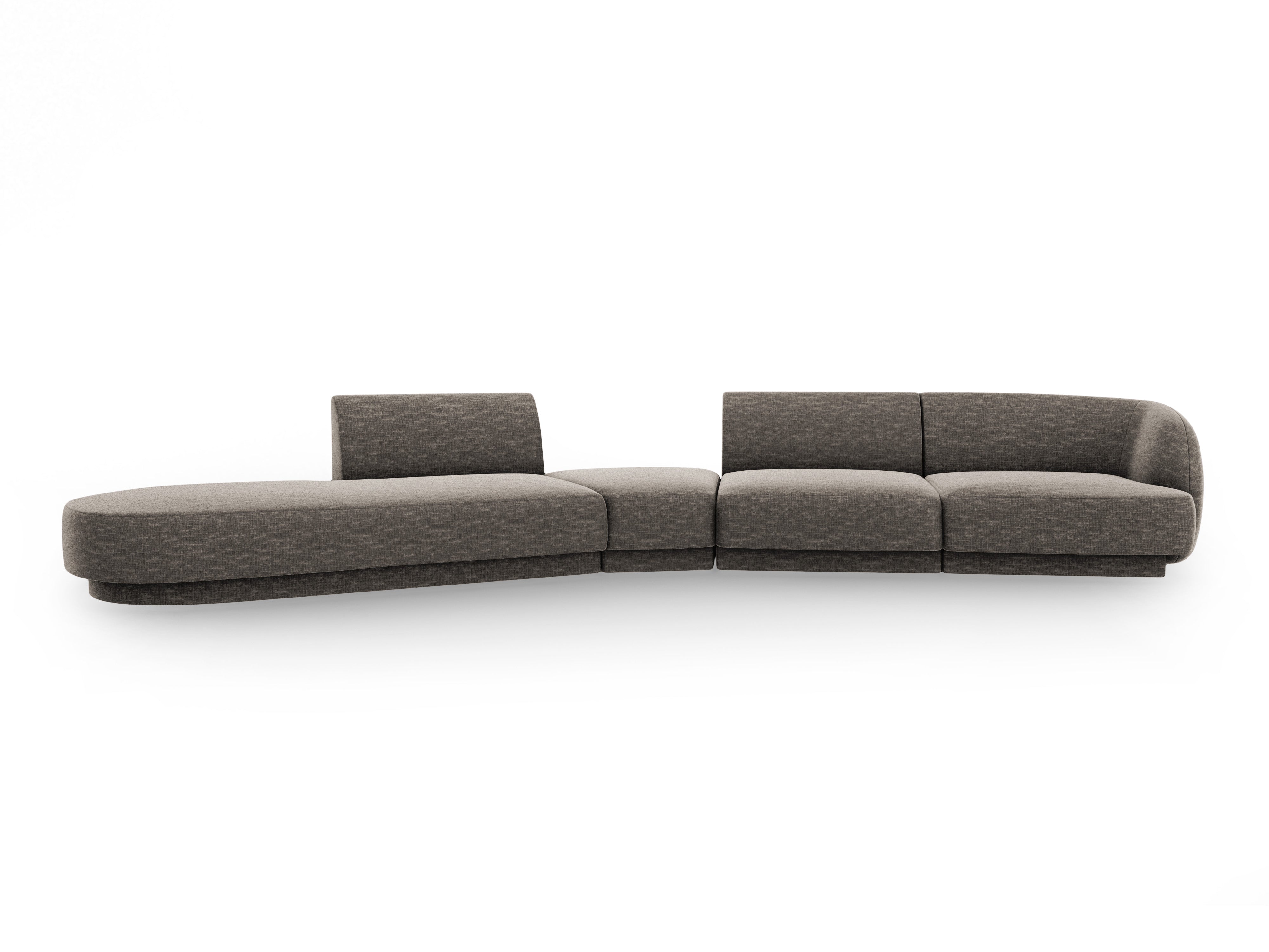 Modulares Ecksofa linksseitig für 7 Personen MILEY dunkelgrau samtig