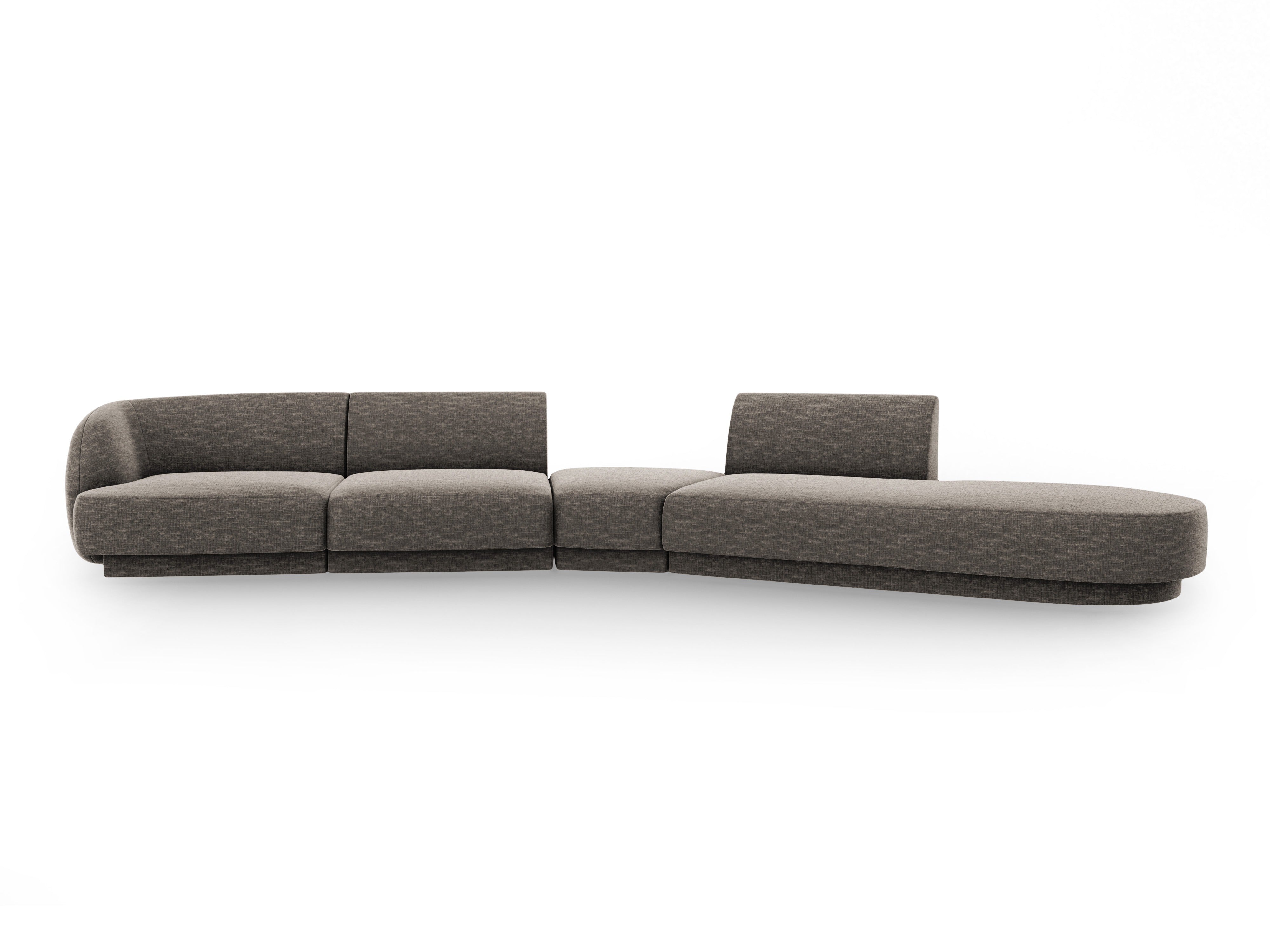 Modularer Ecksofa rechtsseitig für 7 Personen MILEY graues schimmerndes Chenille