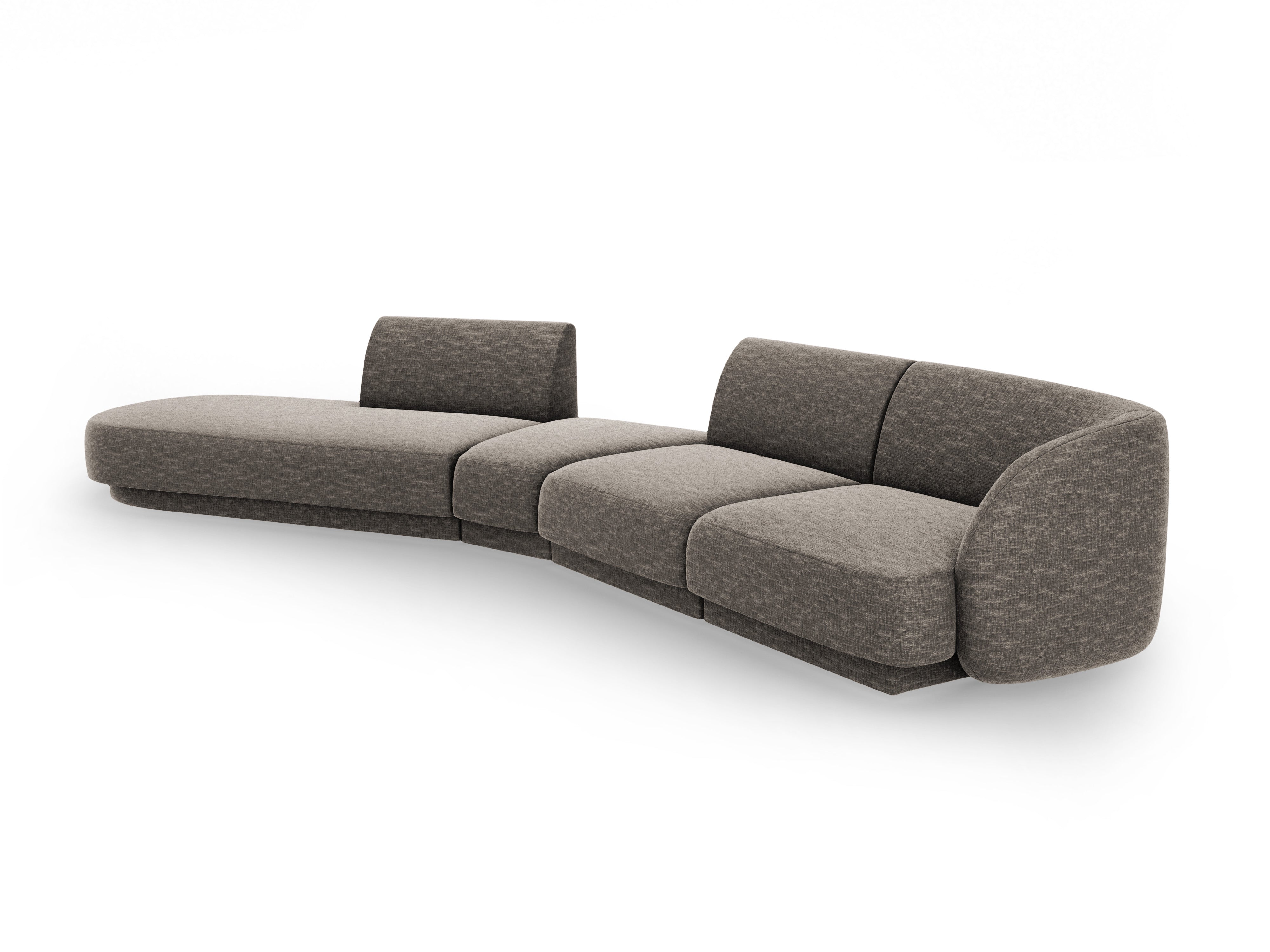Modulares Ecksofa linksseitig für 7 Personen MILEY dunkelgrau samtig