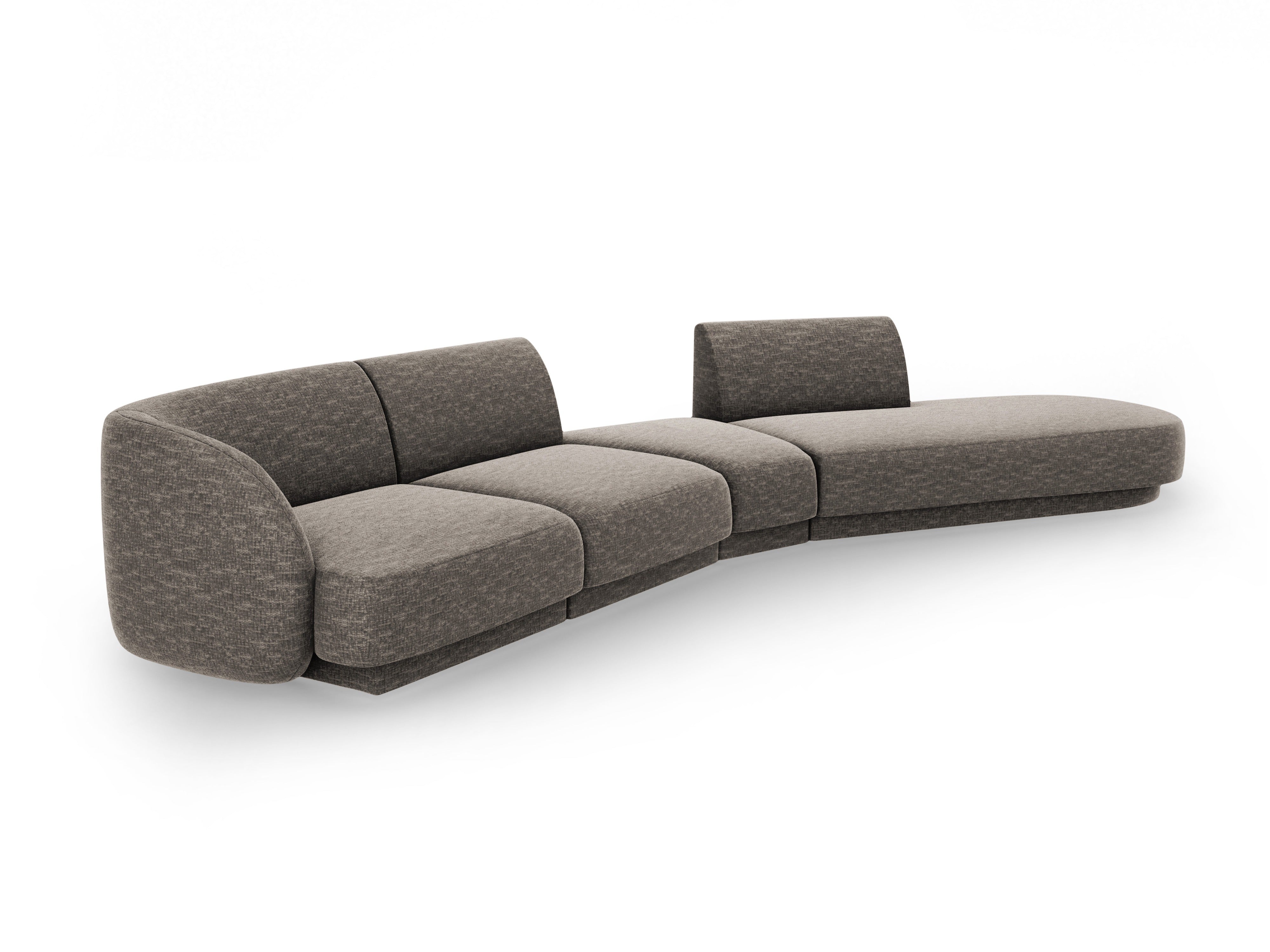 Modularer Ecksofa rechtsseitig für 7 Personen MILEY graues schimmerndes Chenille