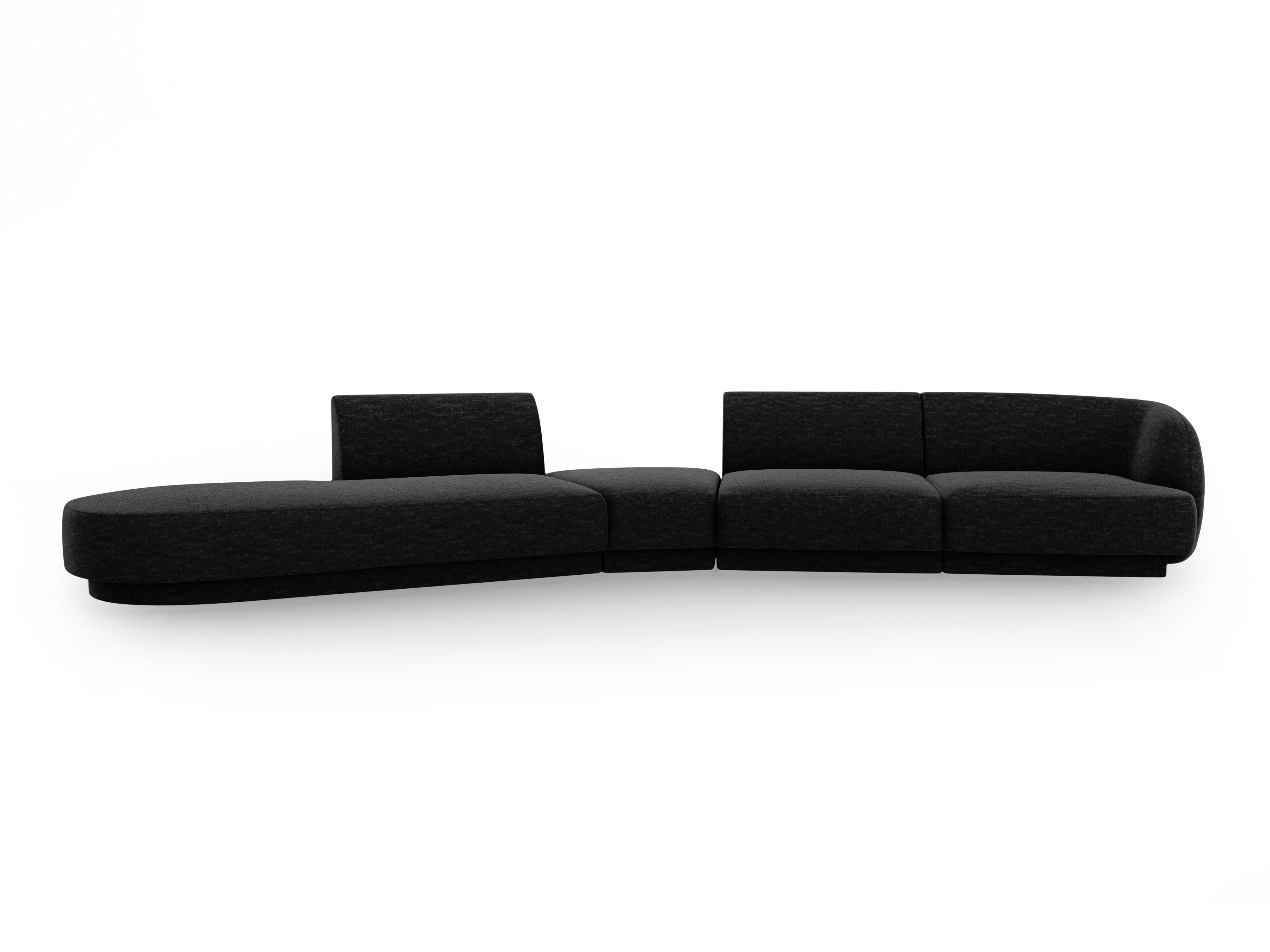 Modulares Ecksofa linksseitig für 7 Personen MILEY schwarzer schimmernder Chenille