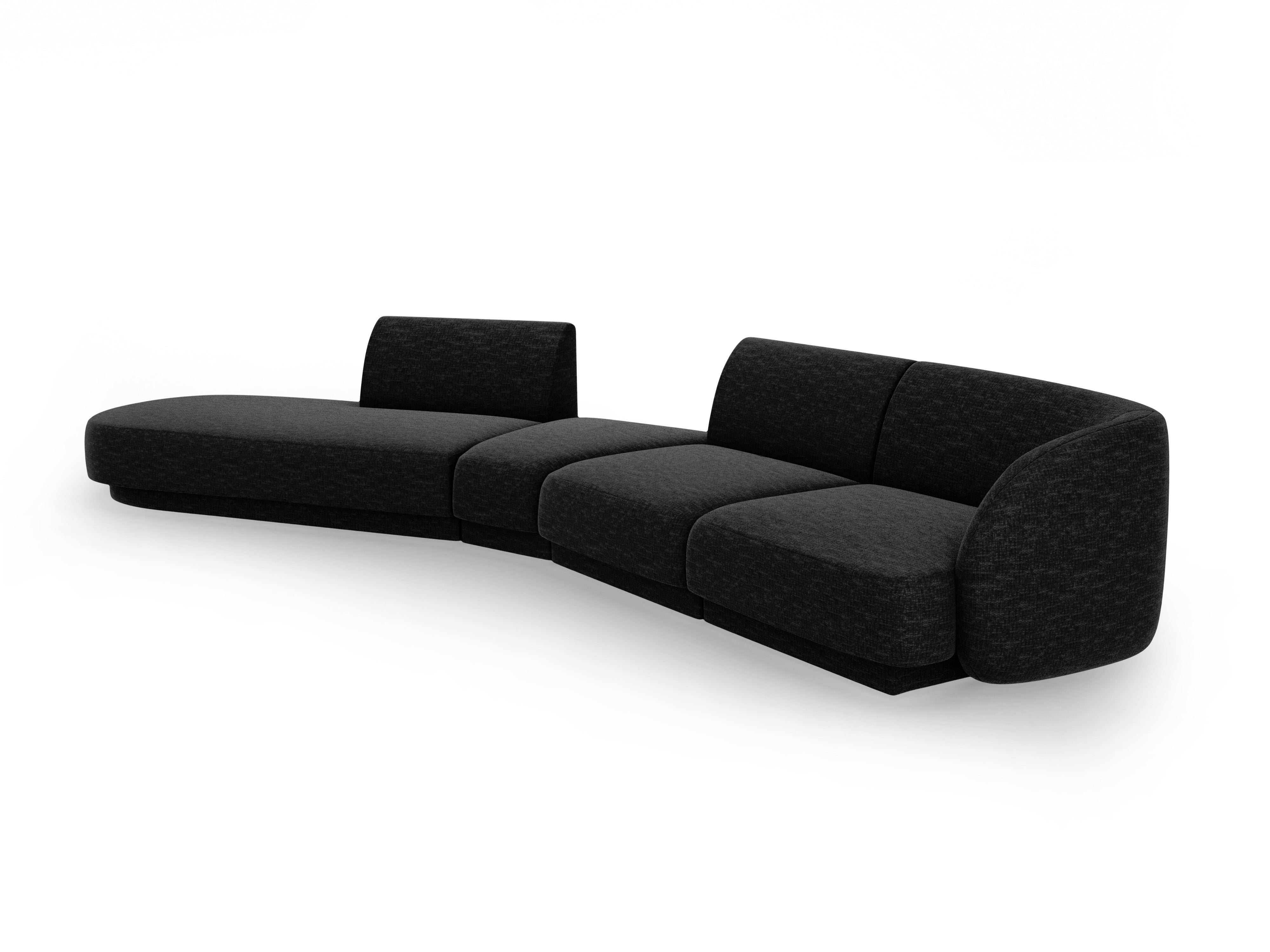 Modulares Ecksofa linksseitig für 7 Personen MILEY schwarzer schimmernder Chenille