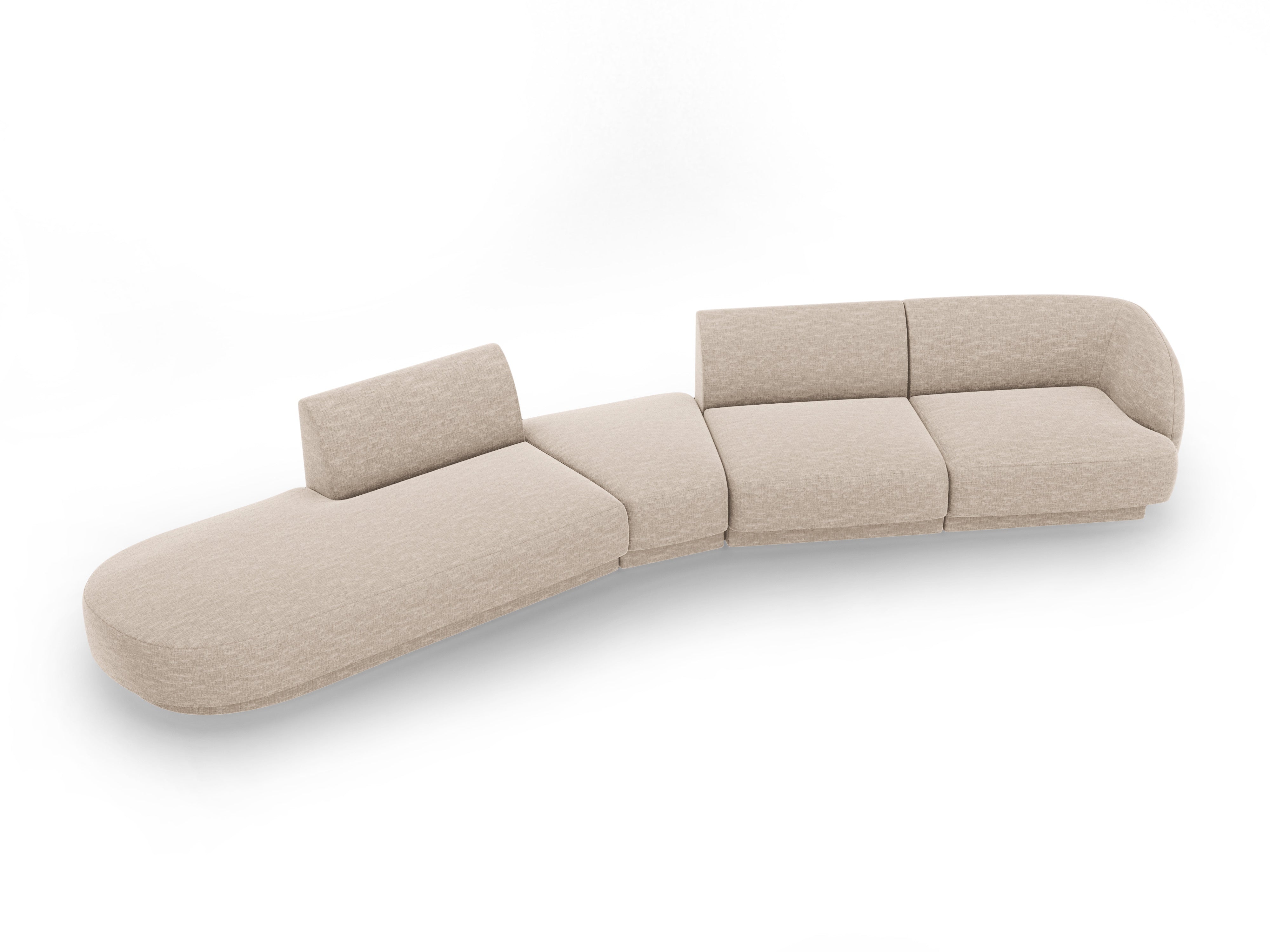 Modulares Ecksofa linksseitig für 7 Personen MILEY beige Chenille