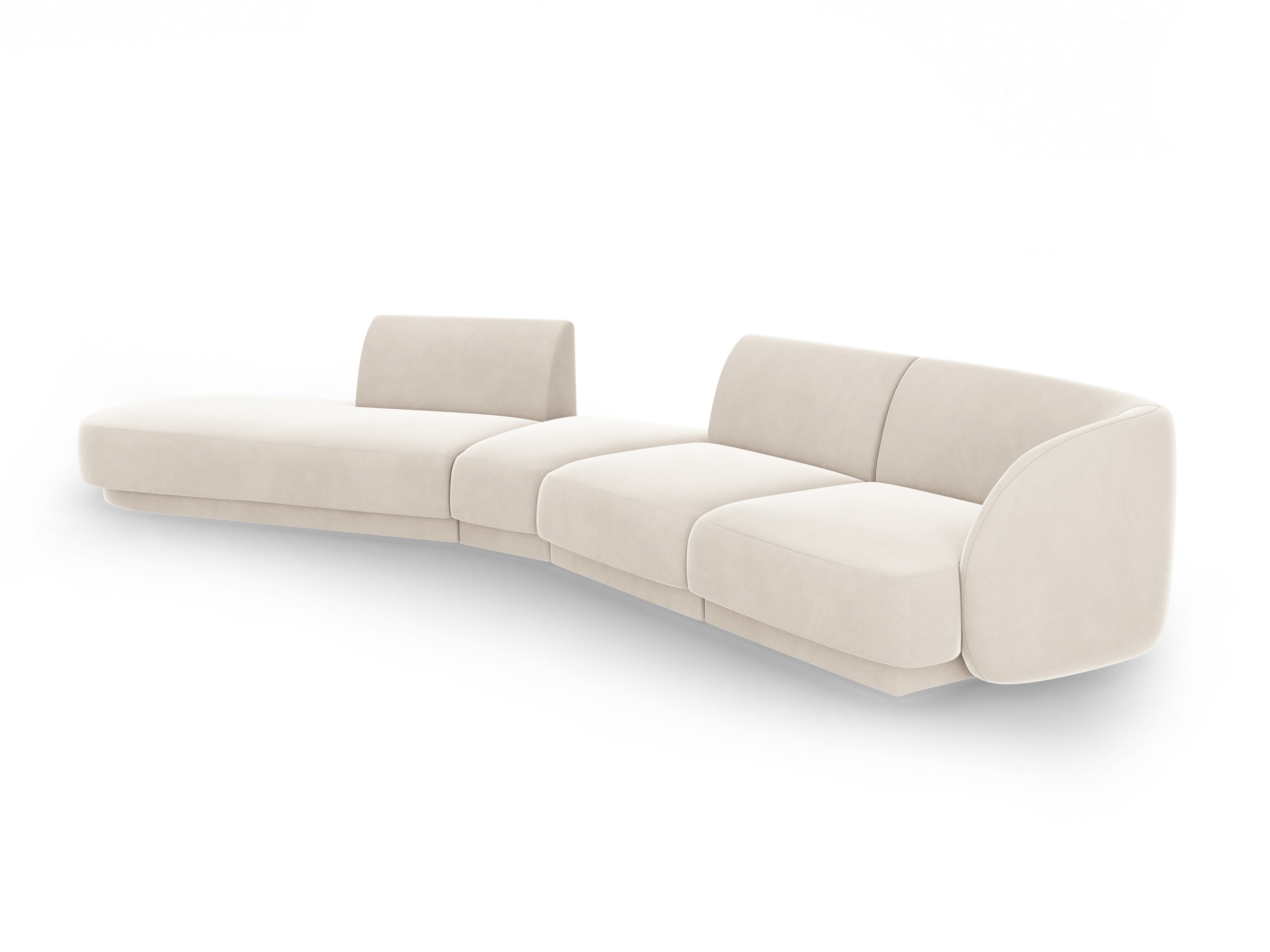 Modulares Samt-Ecksofa linksseitig für 7 Personen MILEY hellbeige