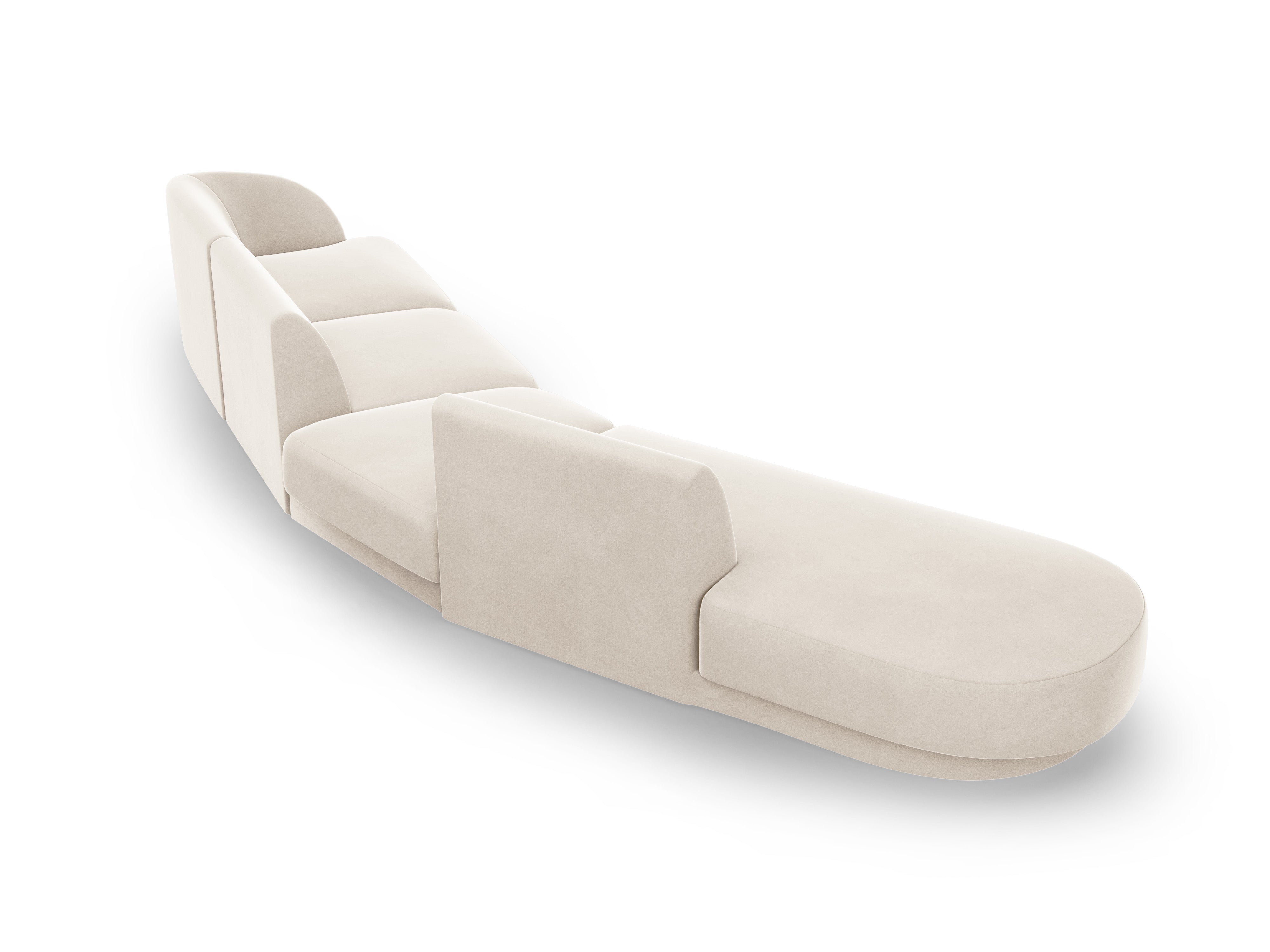 Modulares Samt-Ecksofa linksseitig für 7 Personen MILEY hellbeige