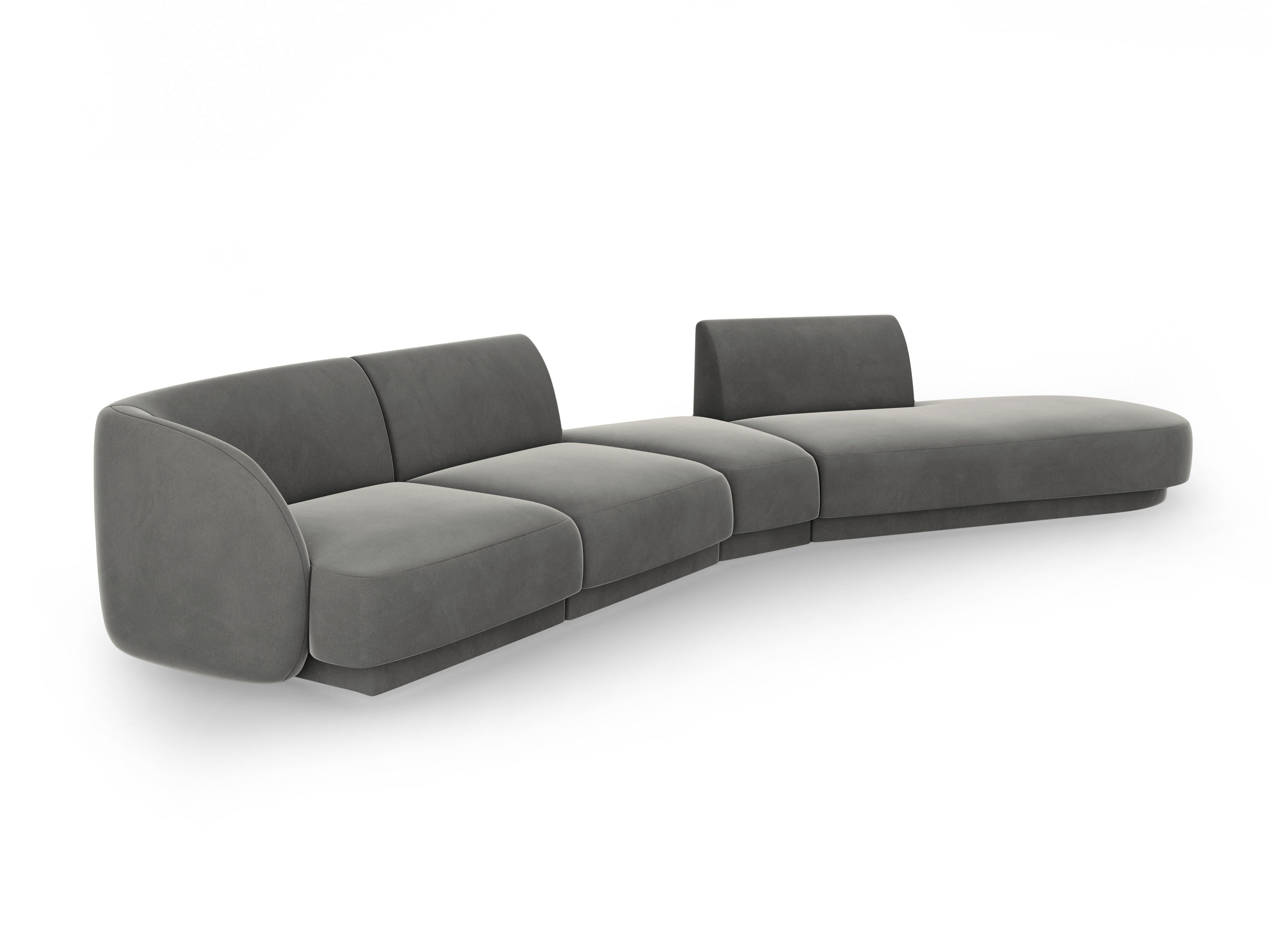 Modulares Samt-Ecksofa rechtsseitig für 7 Personen MILEY hellgrau