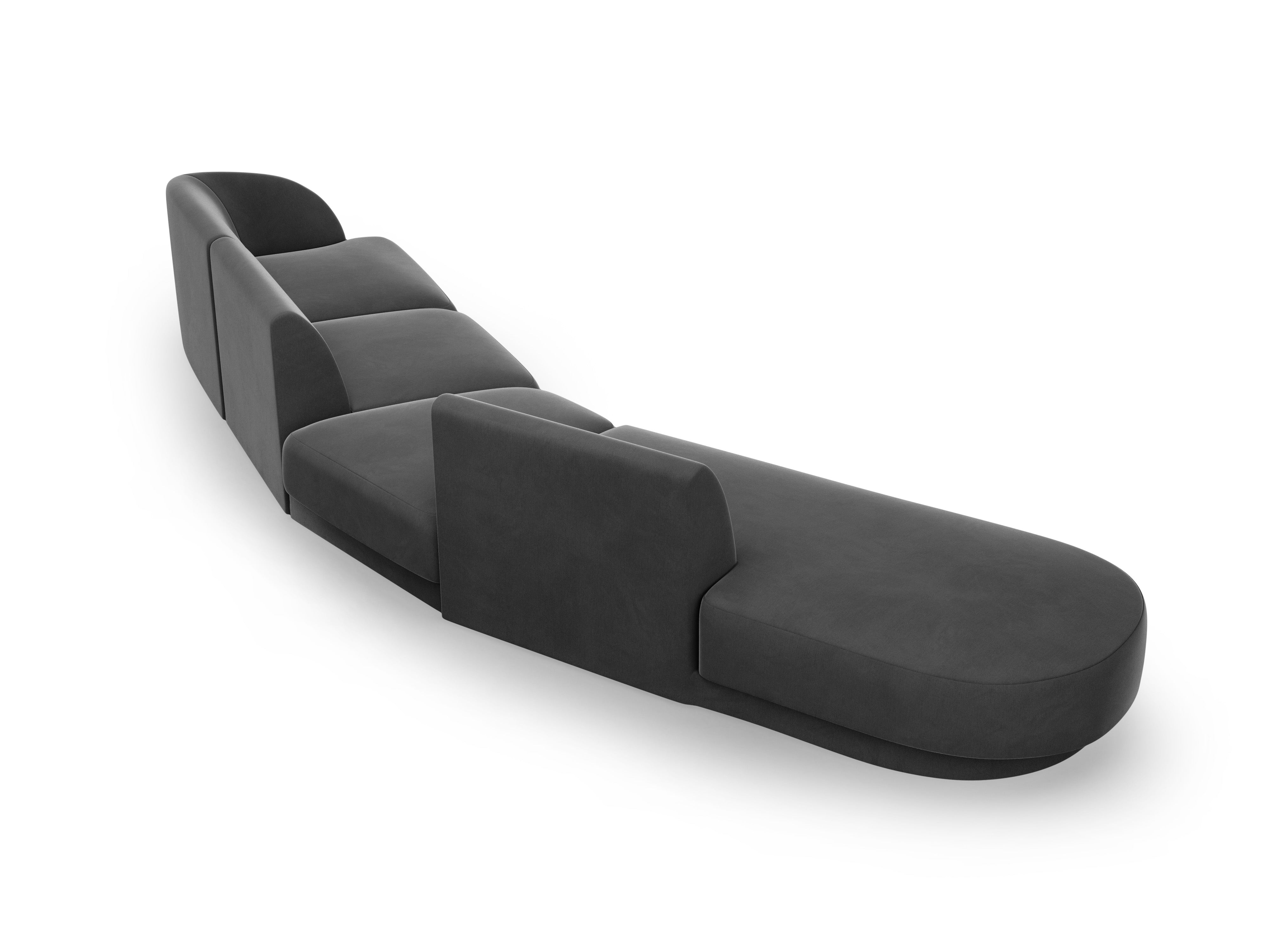 Modulares Samt-Ecksofa linksseitig für 7 Personen MILEY grau