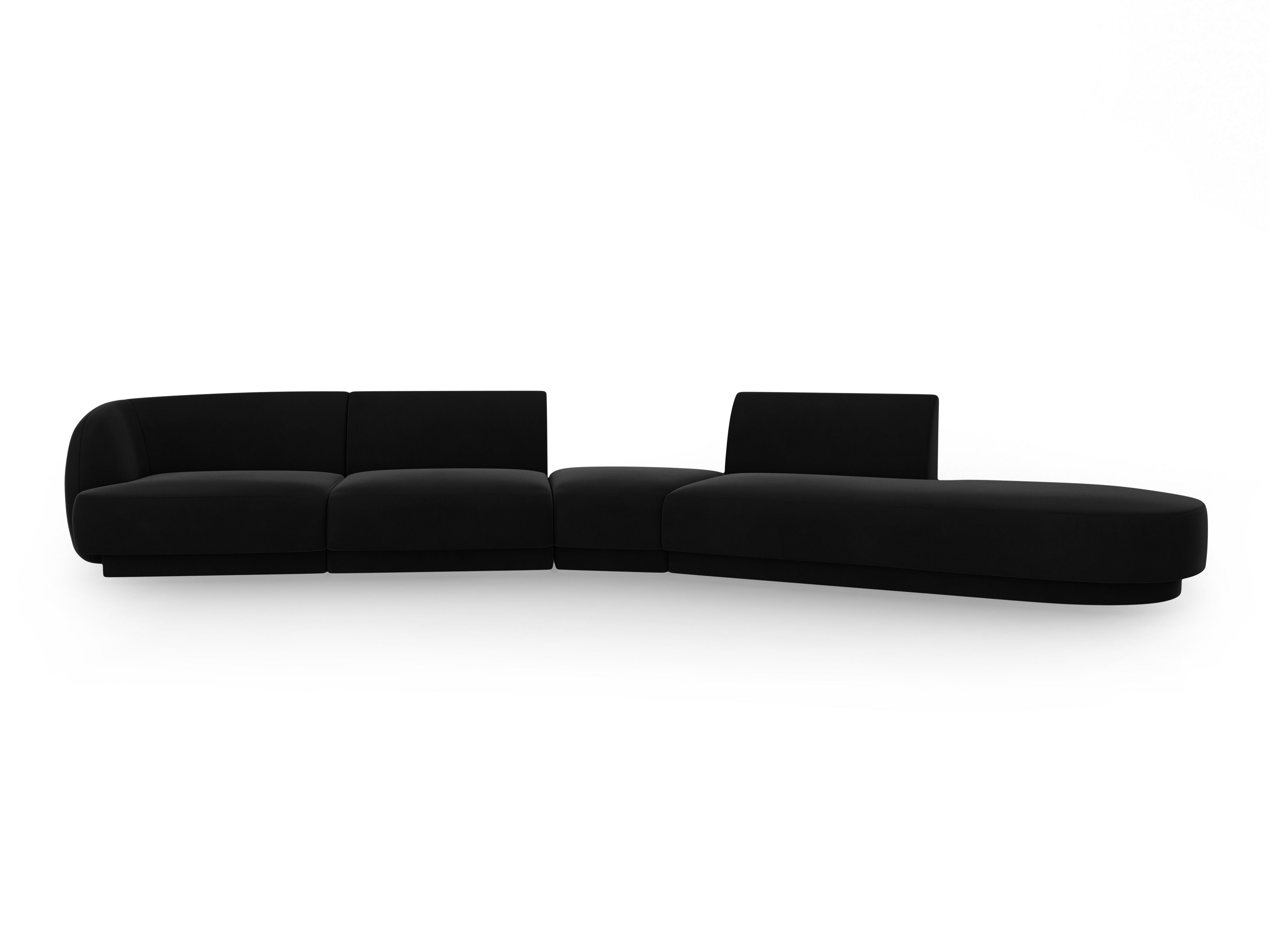 Modulares Samt-Ecksofa rechtsseitig für 7 Personen MILEY schwarz