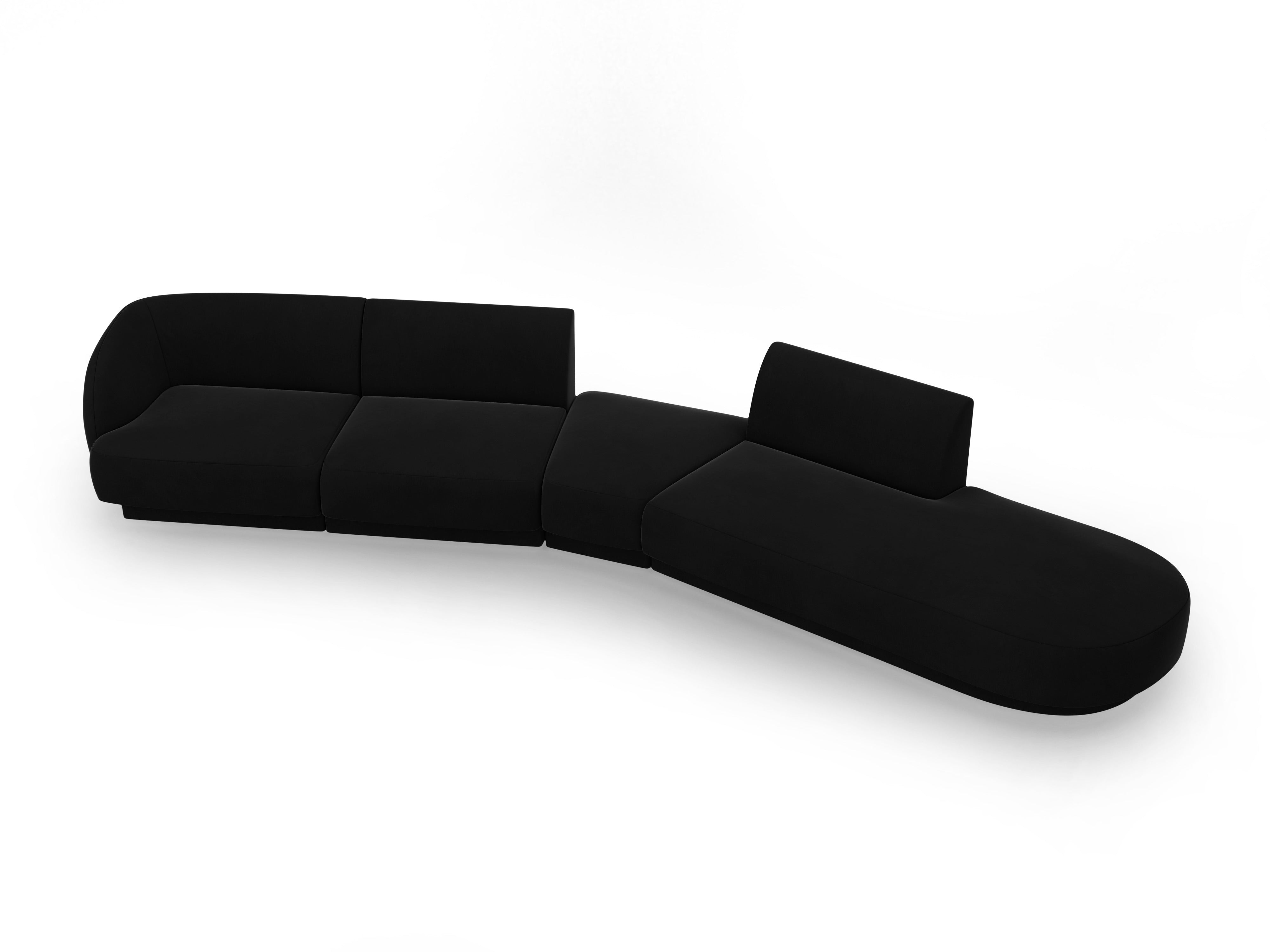 Modulares Samt-Ecksofa rechtsseitig für 7 Personen MILEY schwarz
