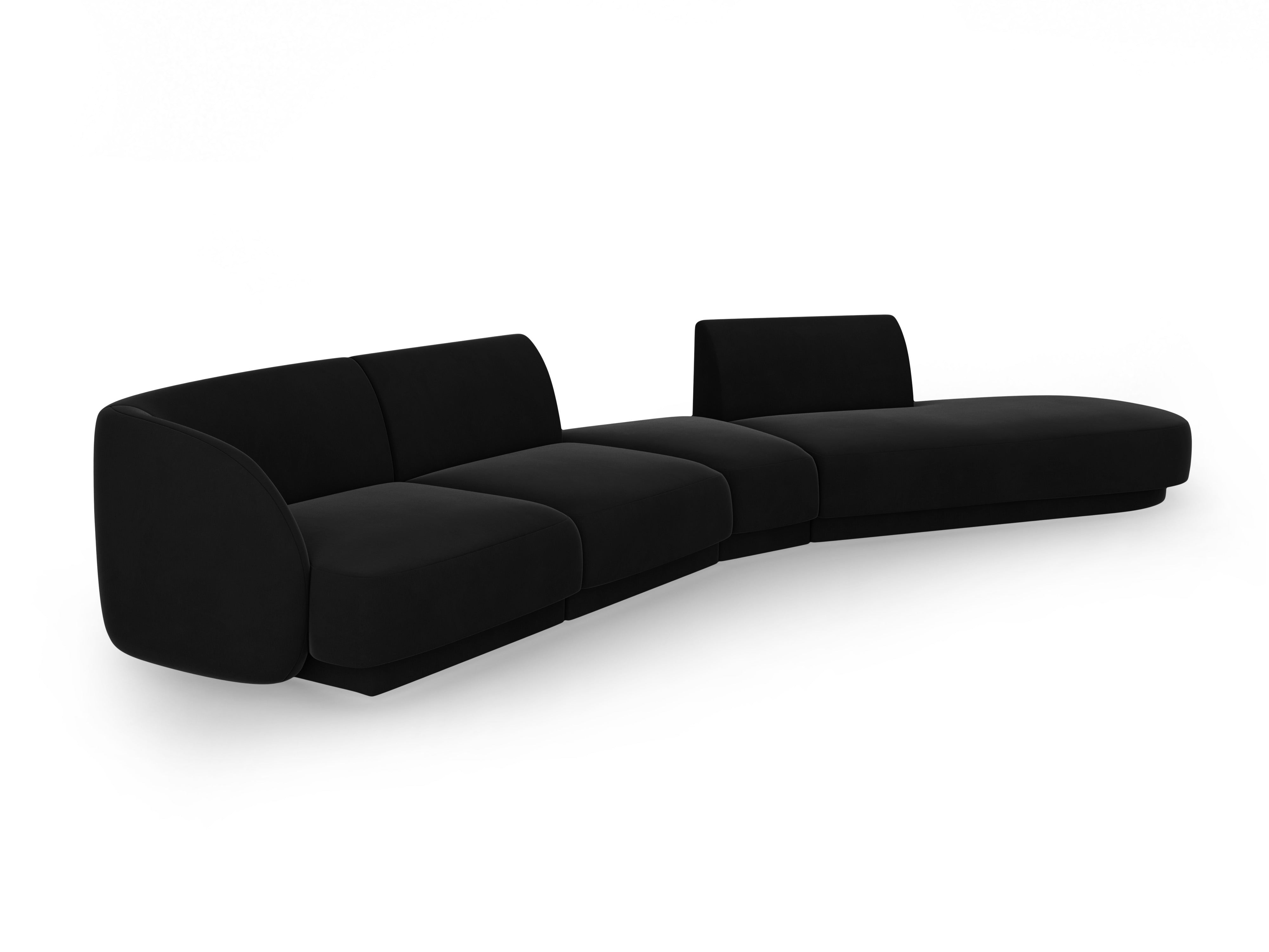 Modulares Samt-Ecksofa rechtsseitig für 7 Personen MILEY schwarz