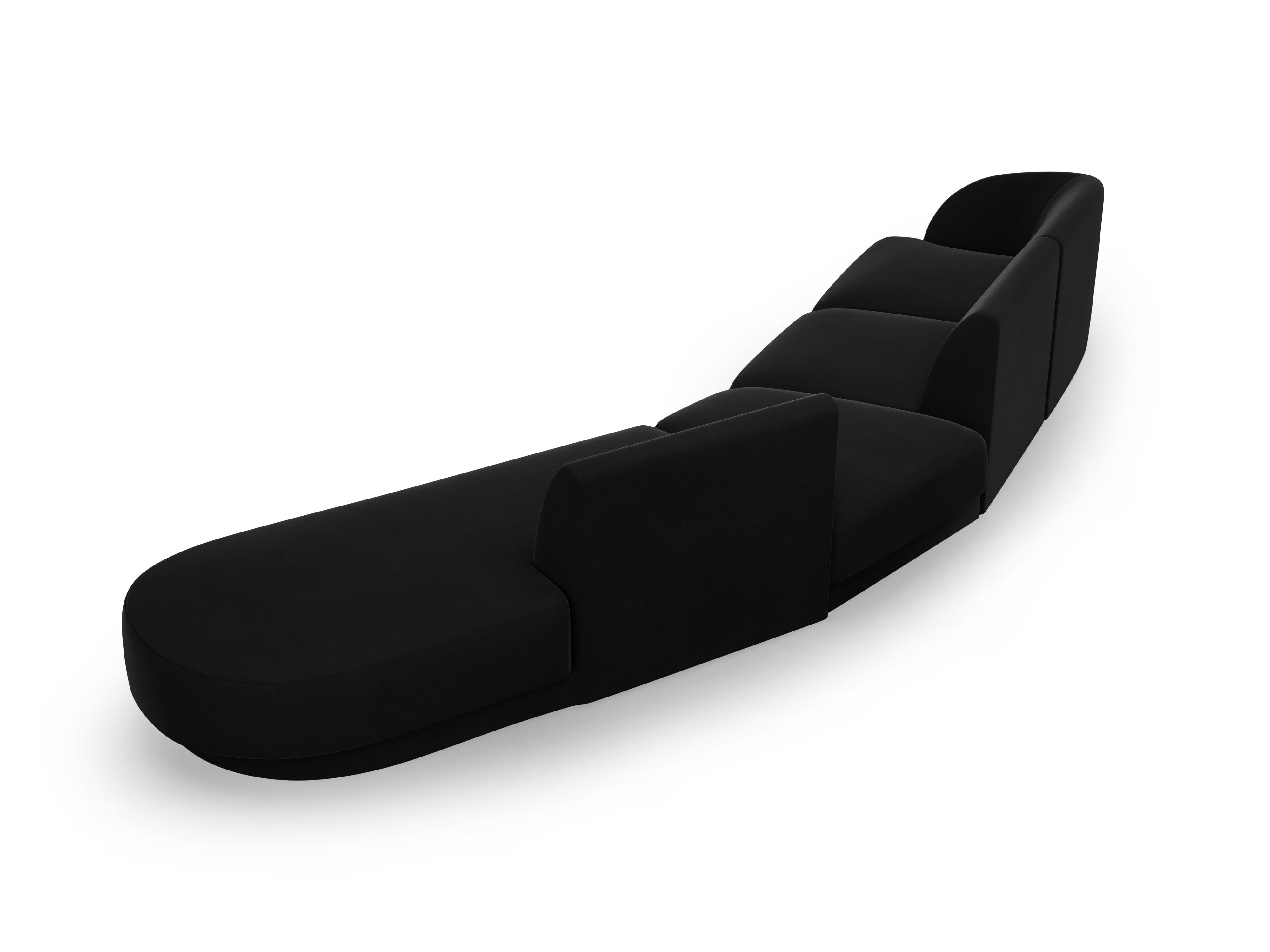 Modulares Samt-Ecksofa rechtsseitig für 7 Personen MILEY schwarz