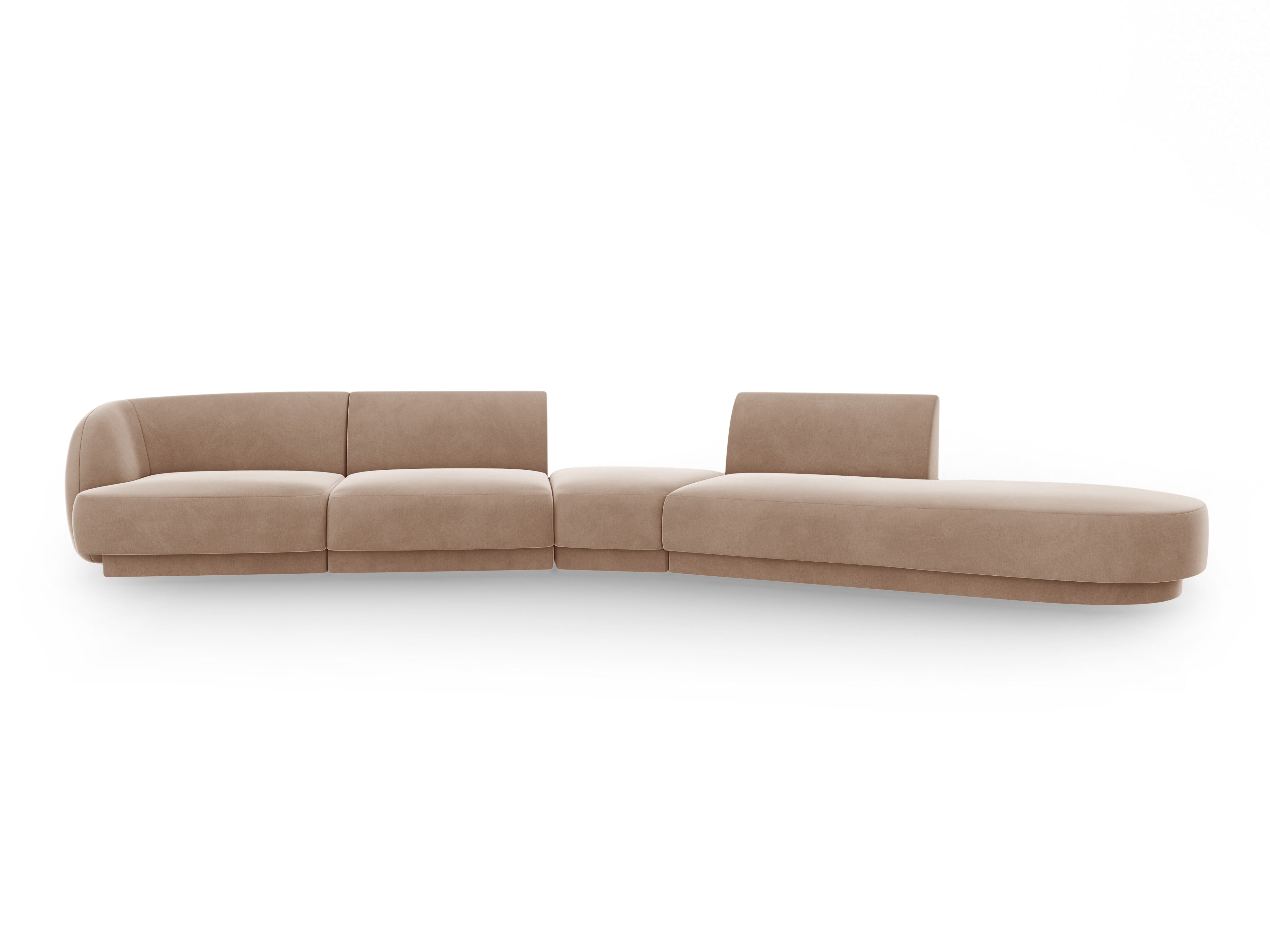 Modulares Samt-Ecksofa rechtsseitig für 7 Personen MILEY cappuccino