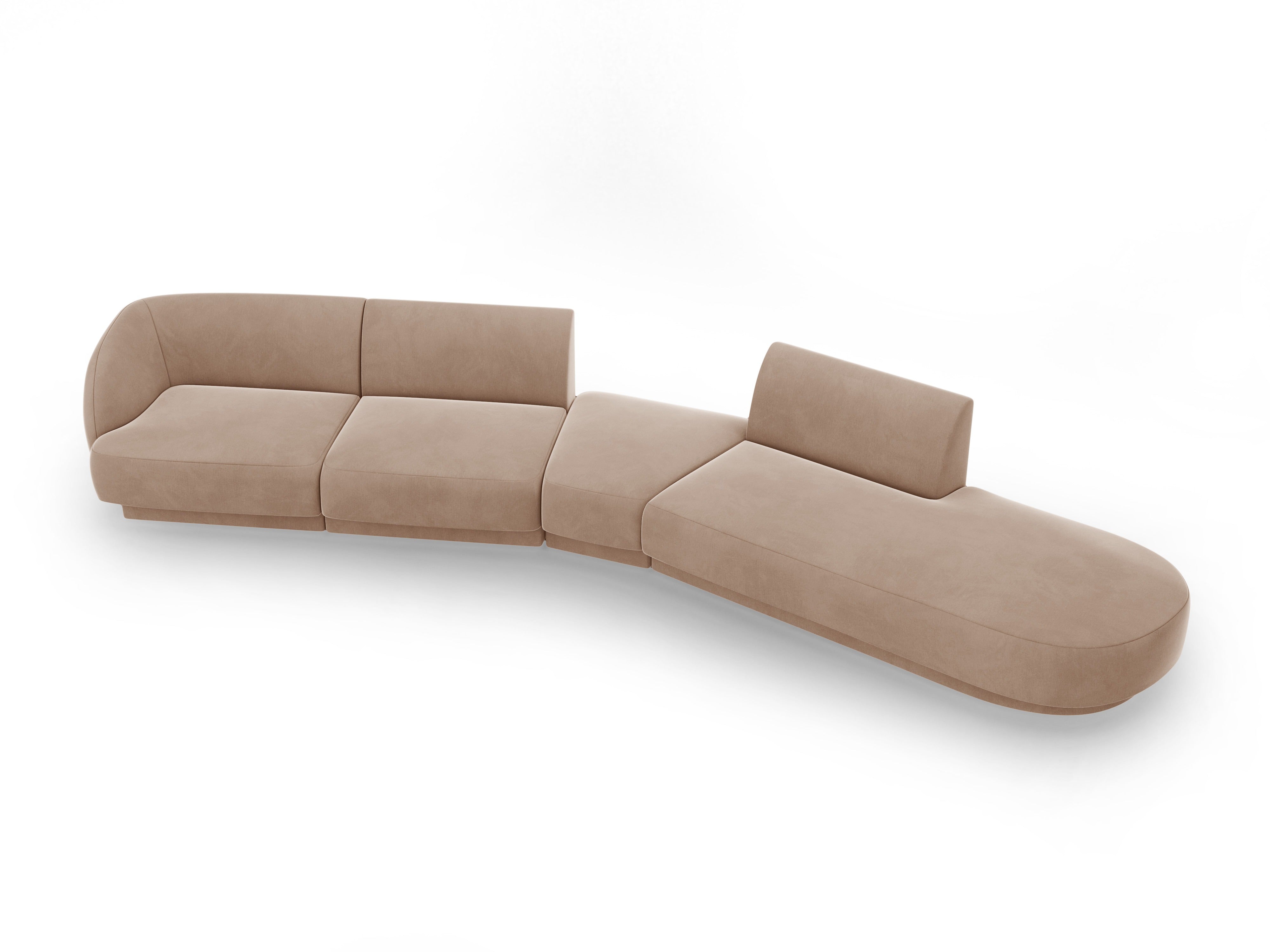 Modulares Samt-Ecksofa rechtsseitig für 7 Personen MILEY cappuccino