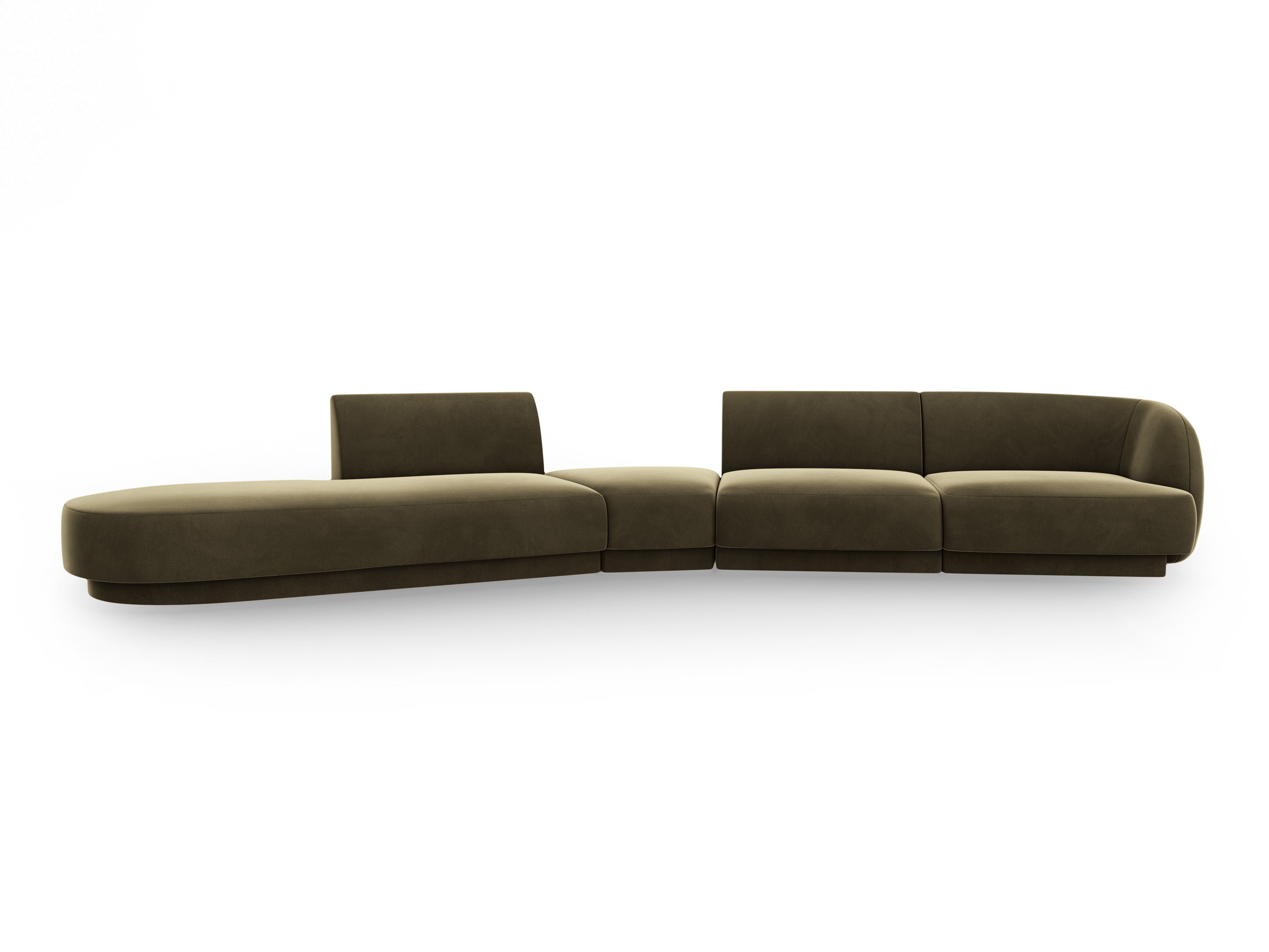 Modulares Samt-Ecksofa linksseitig für 7 Personen MILEY grün