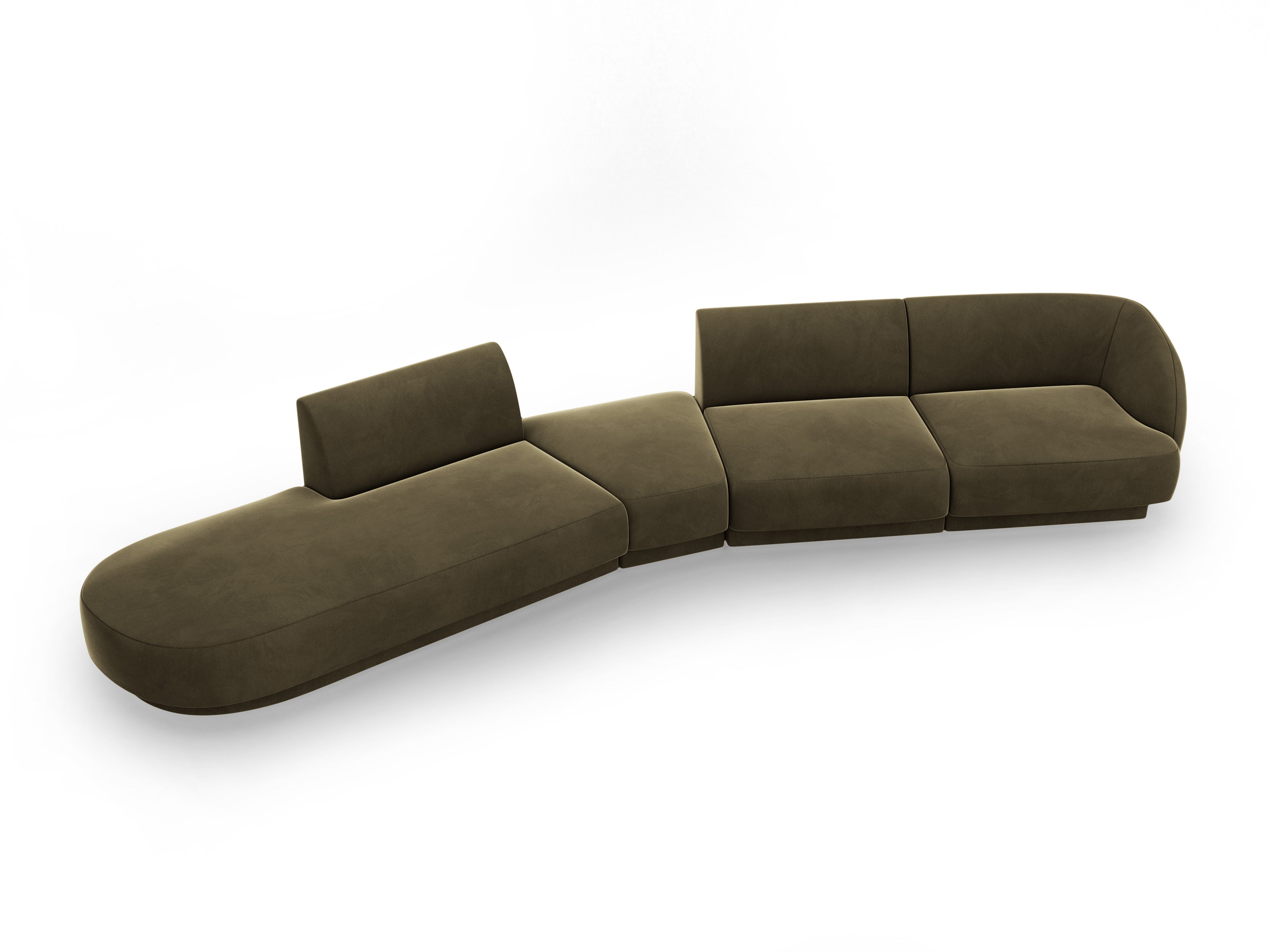 Modulares Samt-Ecksofa linksseitig für 7 Personen MILEY grün