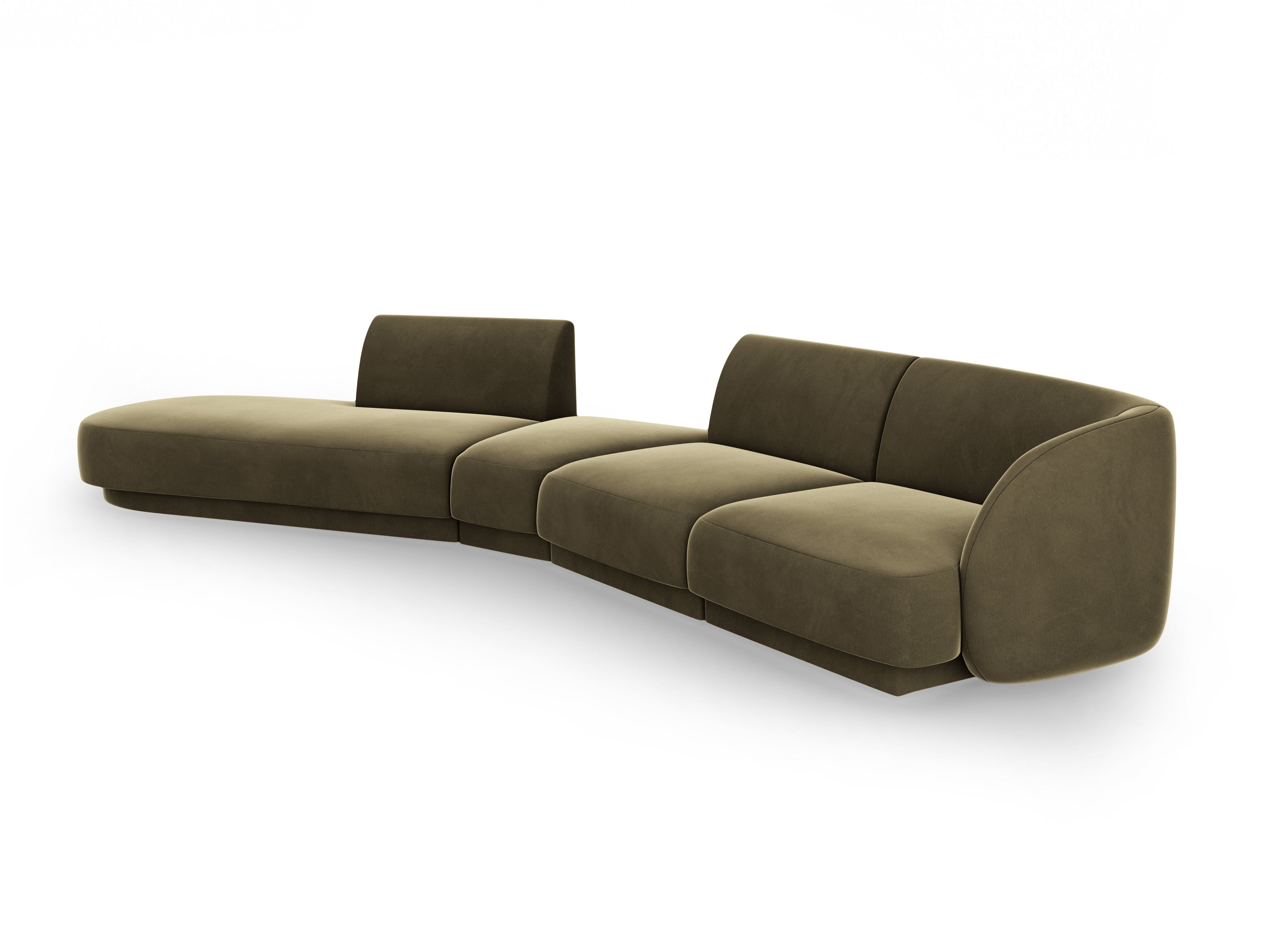 Modulares Samt-Ecksofa linksseitig für 7 Personen MILEY grün