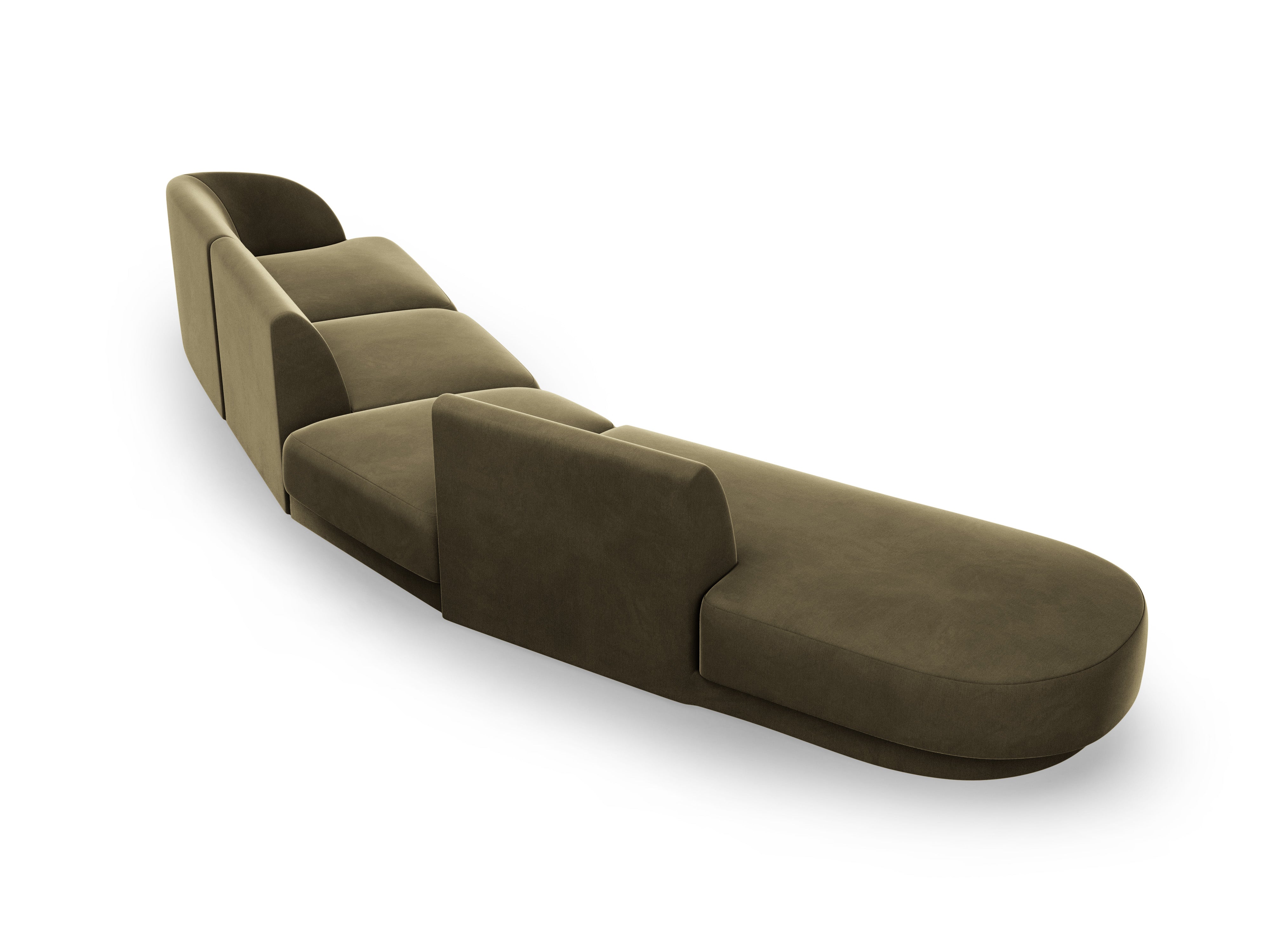 Modulares Samt-Ecksofa linksseitig für 7 Personen MILEY grün