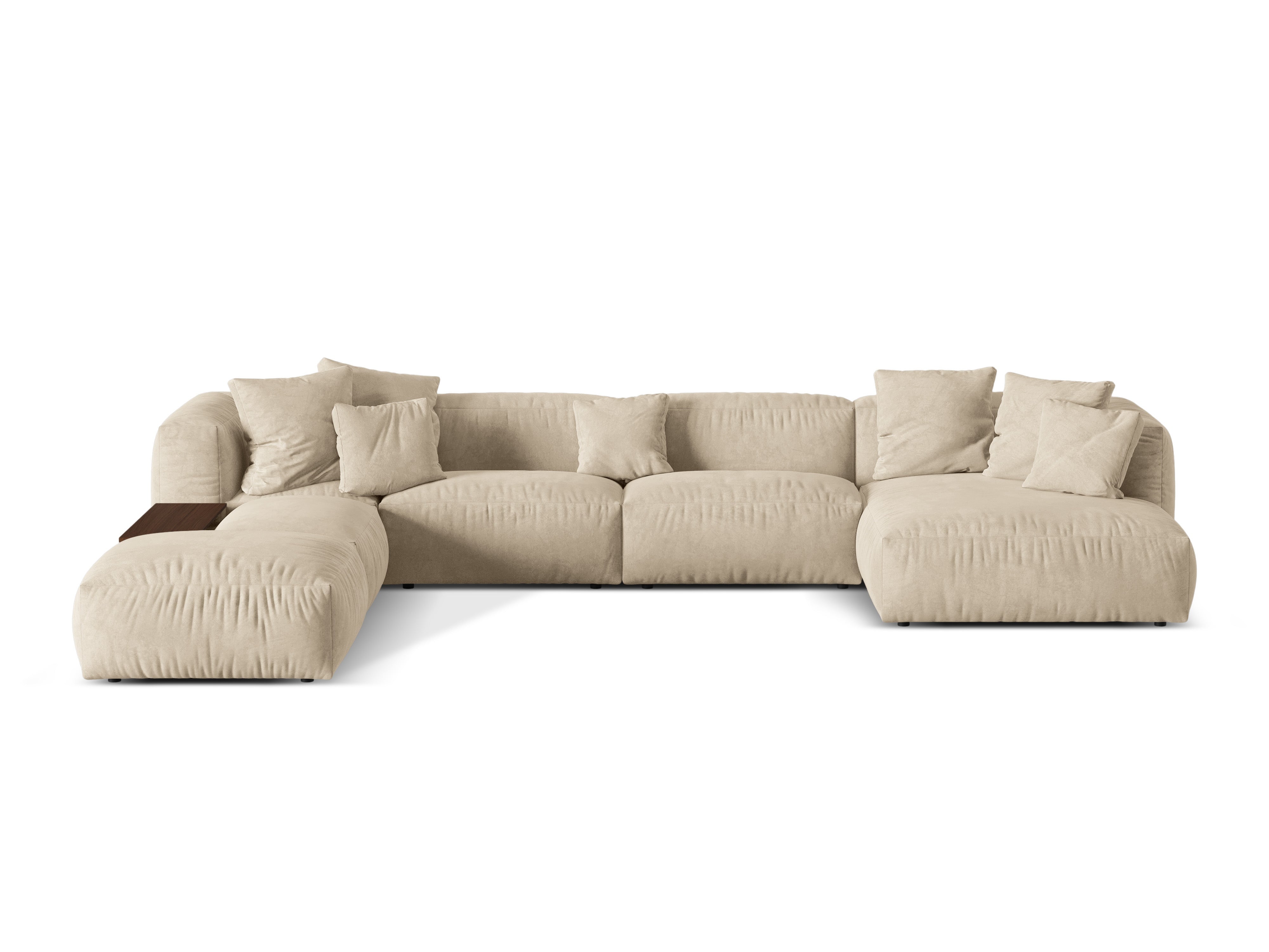 Left -handed corner velvet panoramic martin light beige